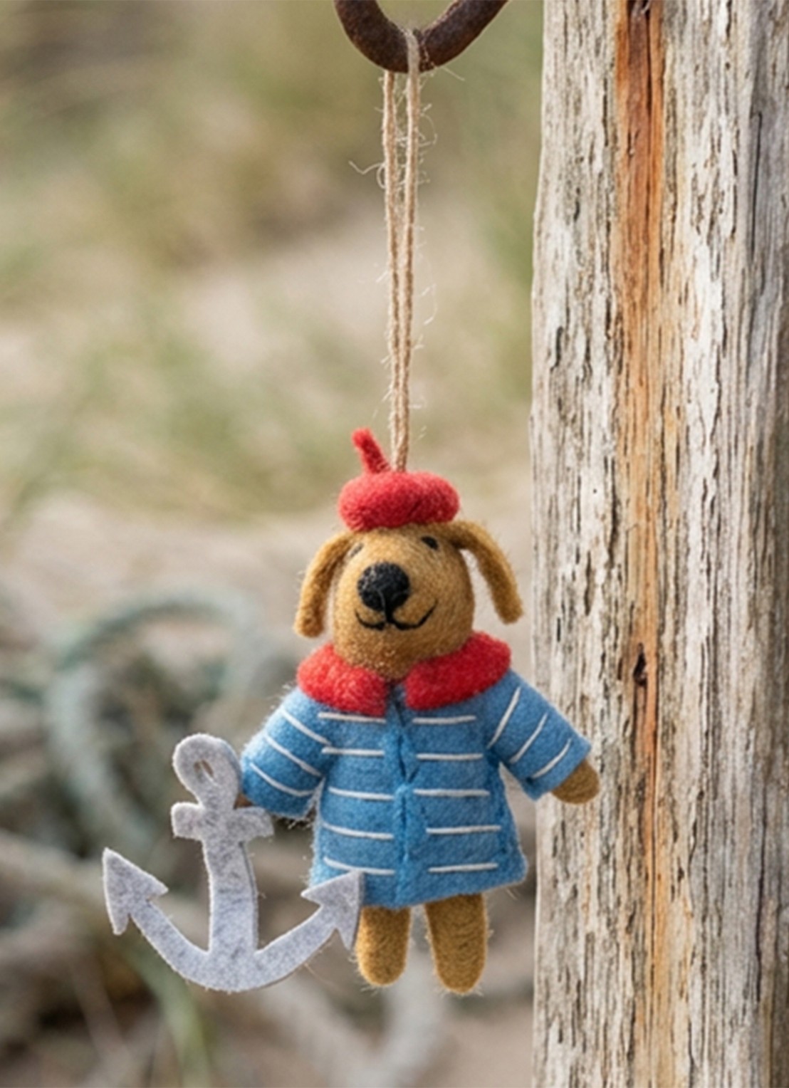 Felt So Good Davey the Sailor Dog kersthanger 11 cm - achterkant 3 blauw