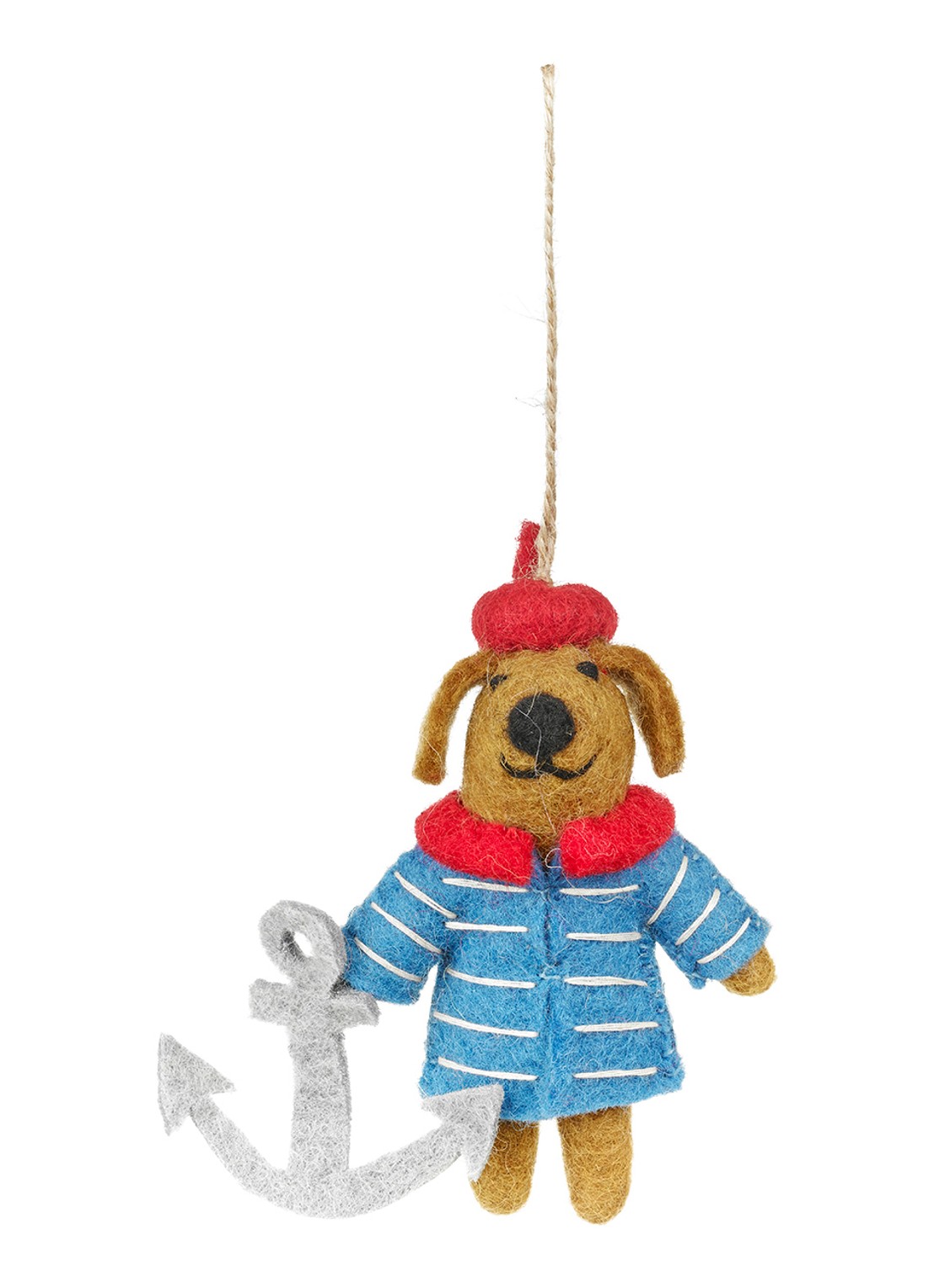 Felt So Good Davey the Sailor Dog kersthanger 11 cm - voorkant blauw
