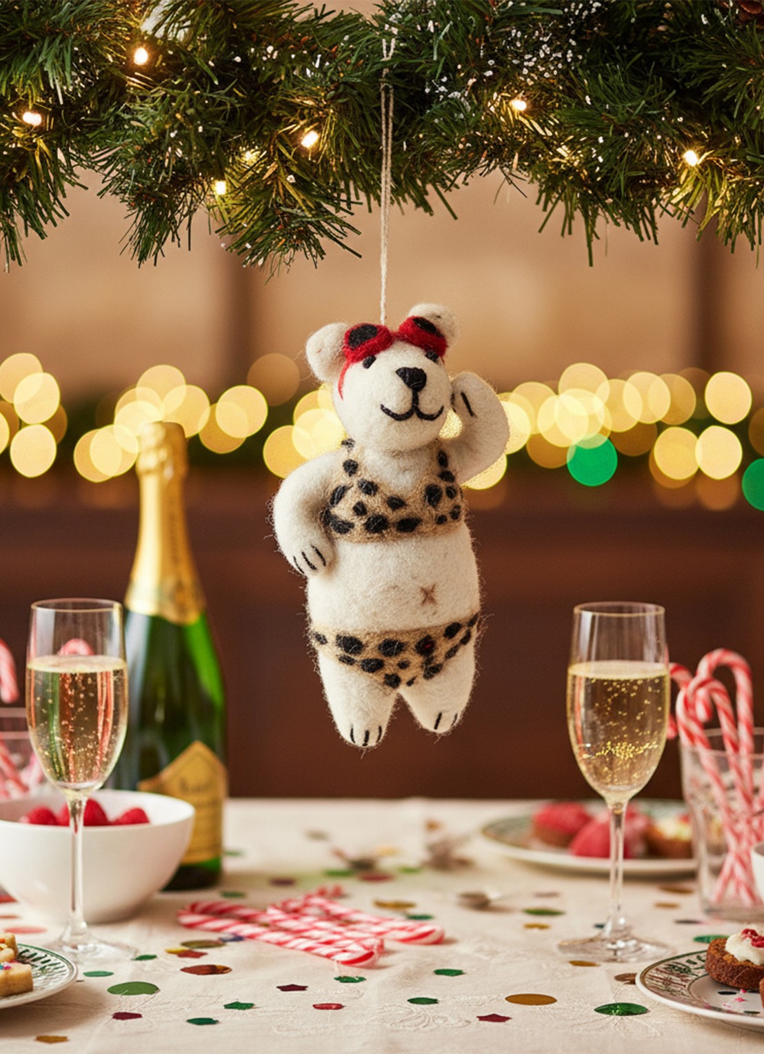 Felt So Good Diva Polar Bear kersthanger 11,5 cm - achterkant wit