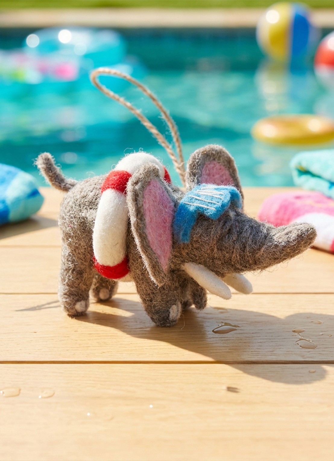 Felt So Good Diving Dumbo kersthanger 13 cm - detail grijs