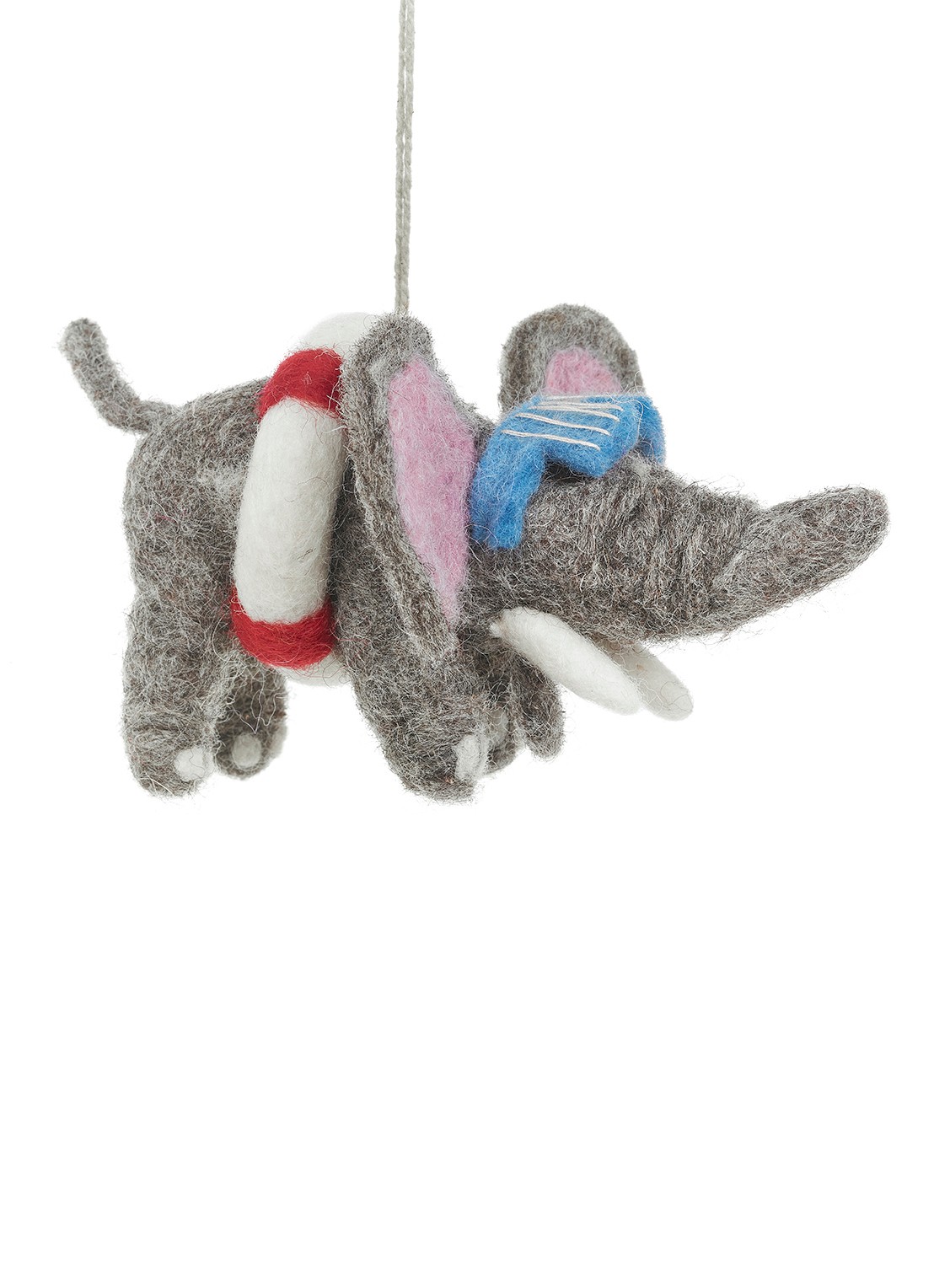 Felt So Good Diving Dumbo kersthanger 13 cm - voorkant 3 grijs