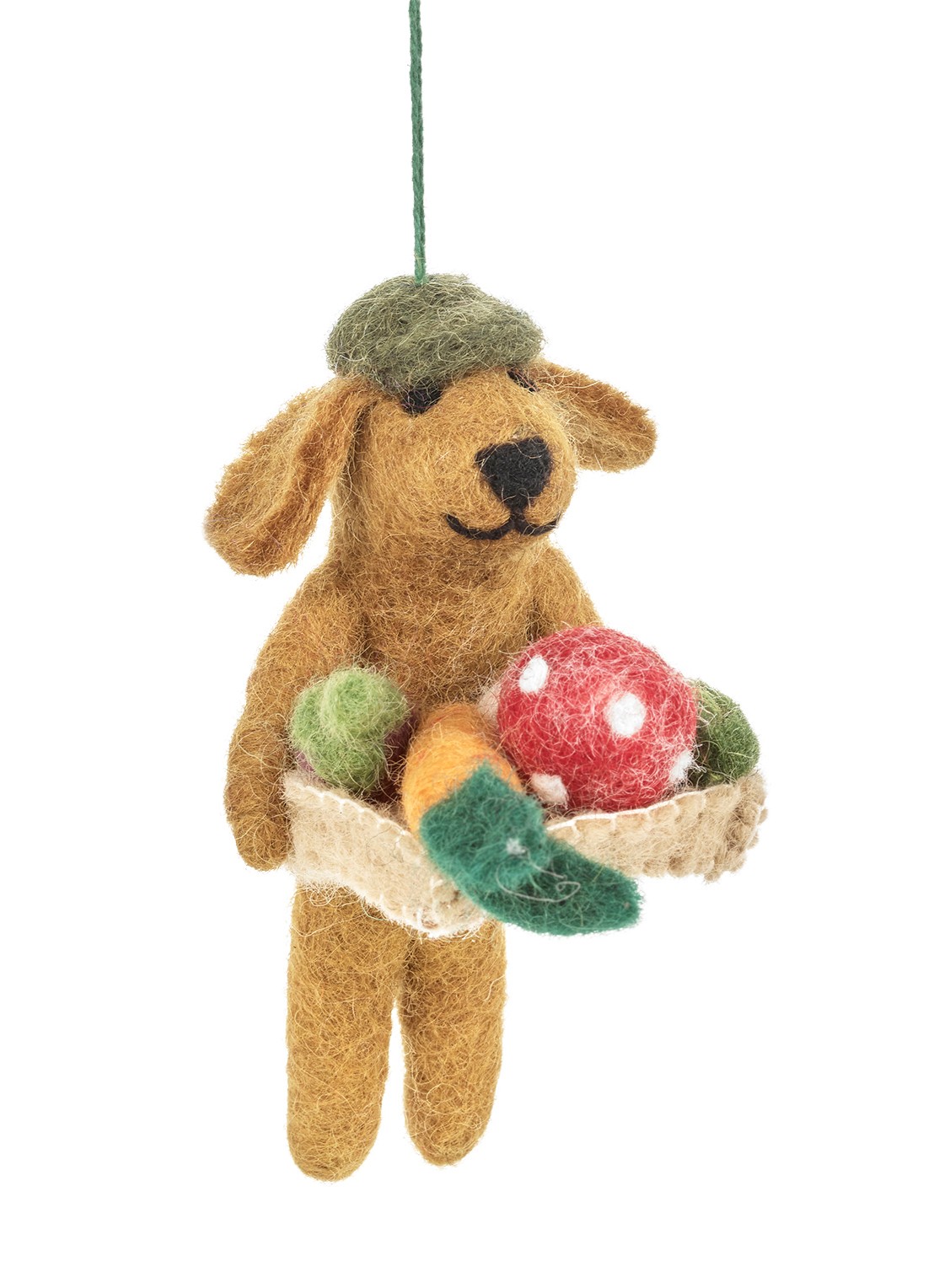 Felt So Good Dom the Gardening Dog kersthanger 12 cm - voorkant 2 bruin