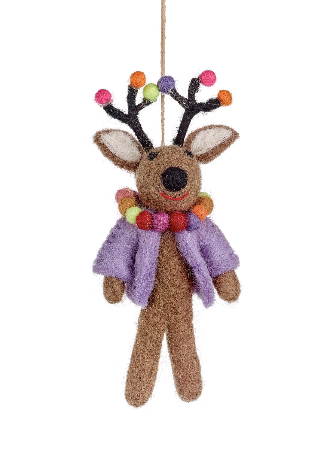 Felt So Good Donner the Neon Reindeer kersthanger 14 cm - voorkant 2 paars