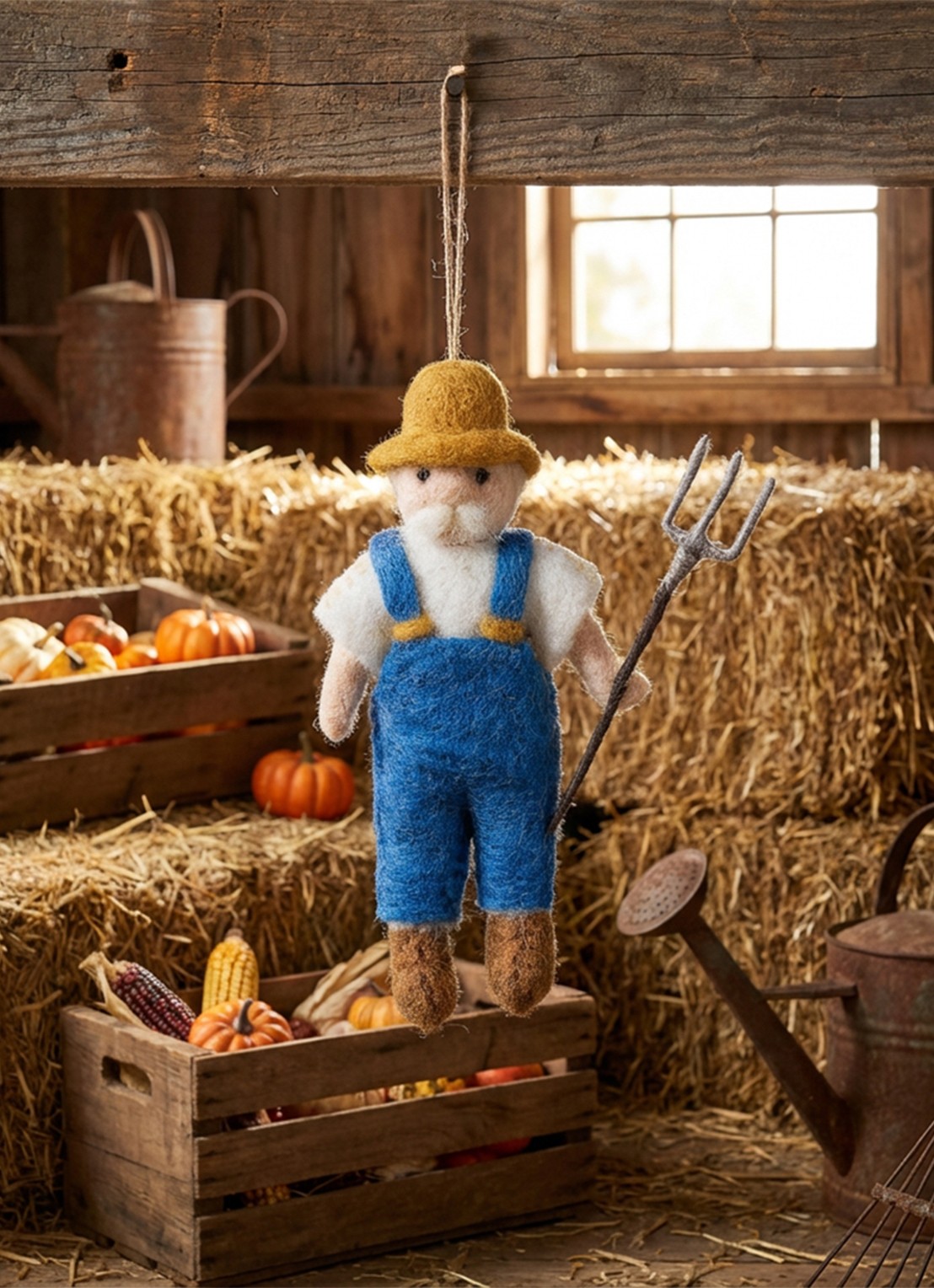 Felt So Good Farmer kersthanger 14 cm - achterkant 4 blauw