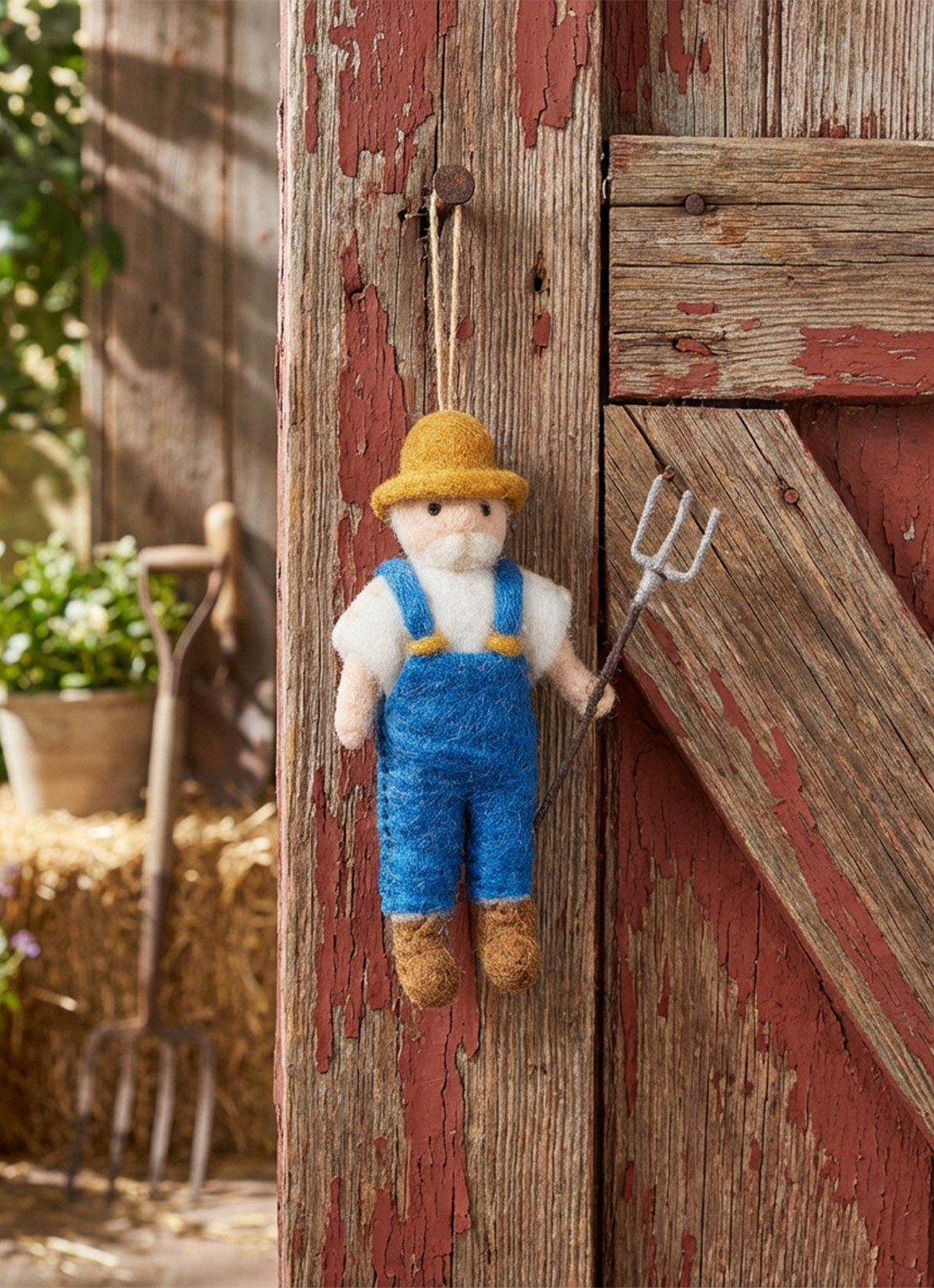 Felt So Good Farmer kersthanger 14 cm - detail 3 blauw