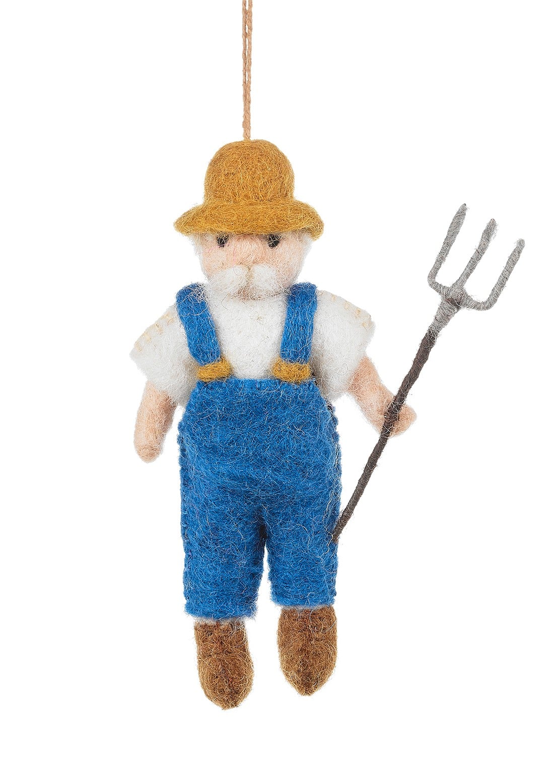 Felt So Good Farmer kersthanger 14 cm - voorkant blauw