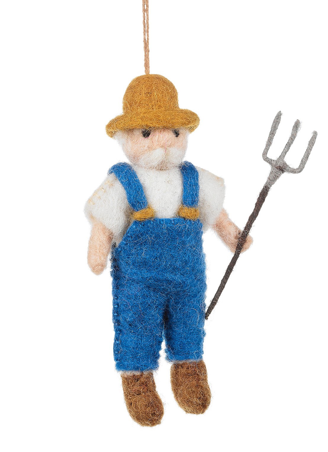 Felt So Good Farmer kersthanger 14 cm - voorkant 2 blauw