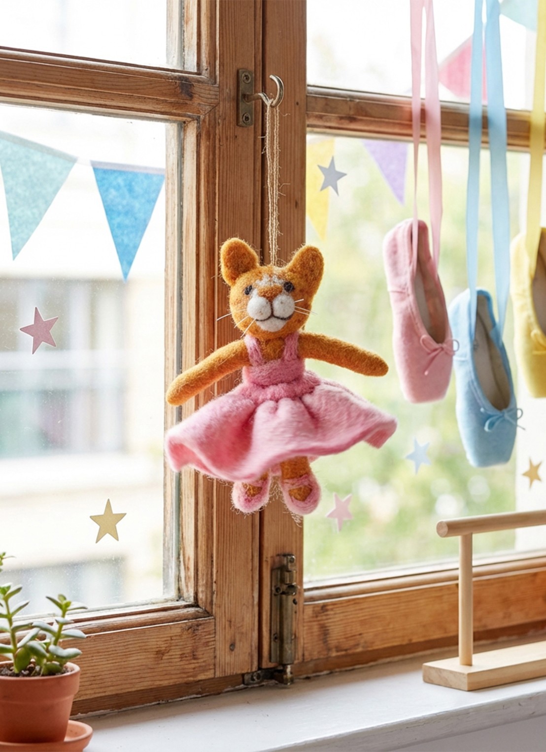 Felt So Good Gracie Cat kersthanger 11 cm - voorkant 3 roze