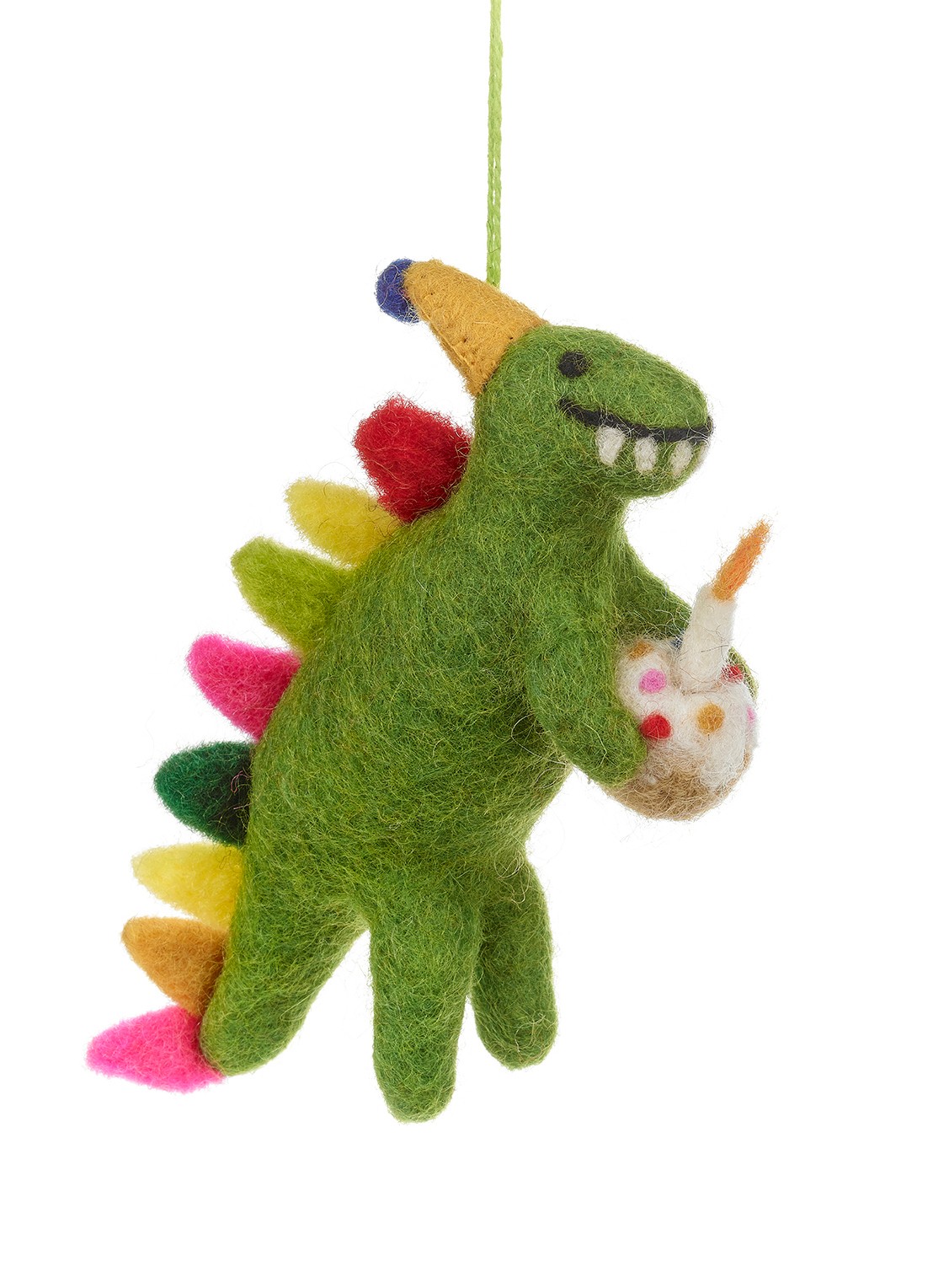 Felt So Good Happy Birthday Dino kersthanger 15 cm - voorkant 3 groen