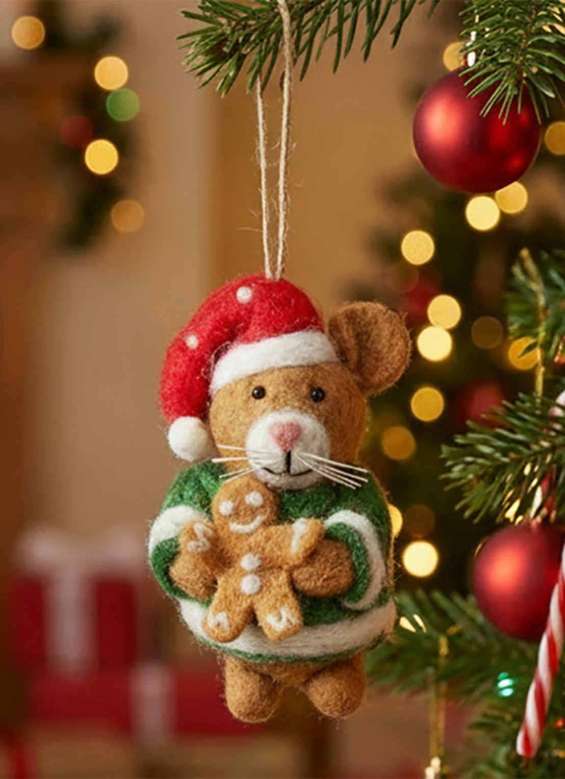 Felt So Good Harvey the christmas hamster kersthanger 10 cm - achterkant bruin