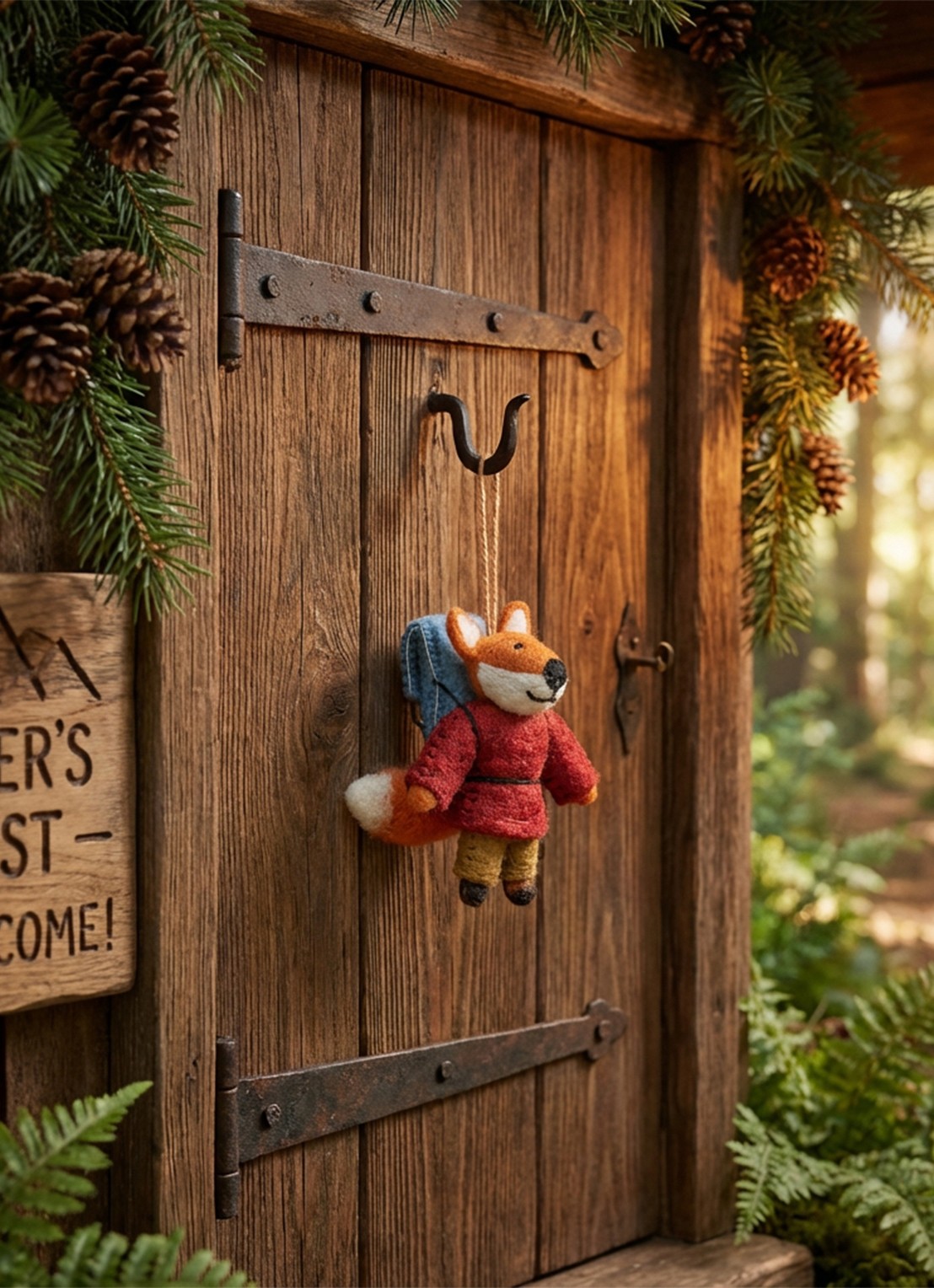 Felt So Good Hiking Fox kersthanger 10 cm - detail 3 rood
