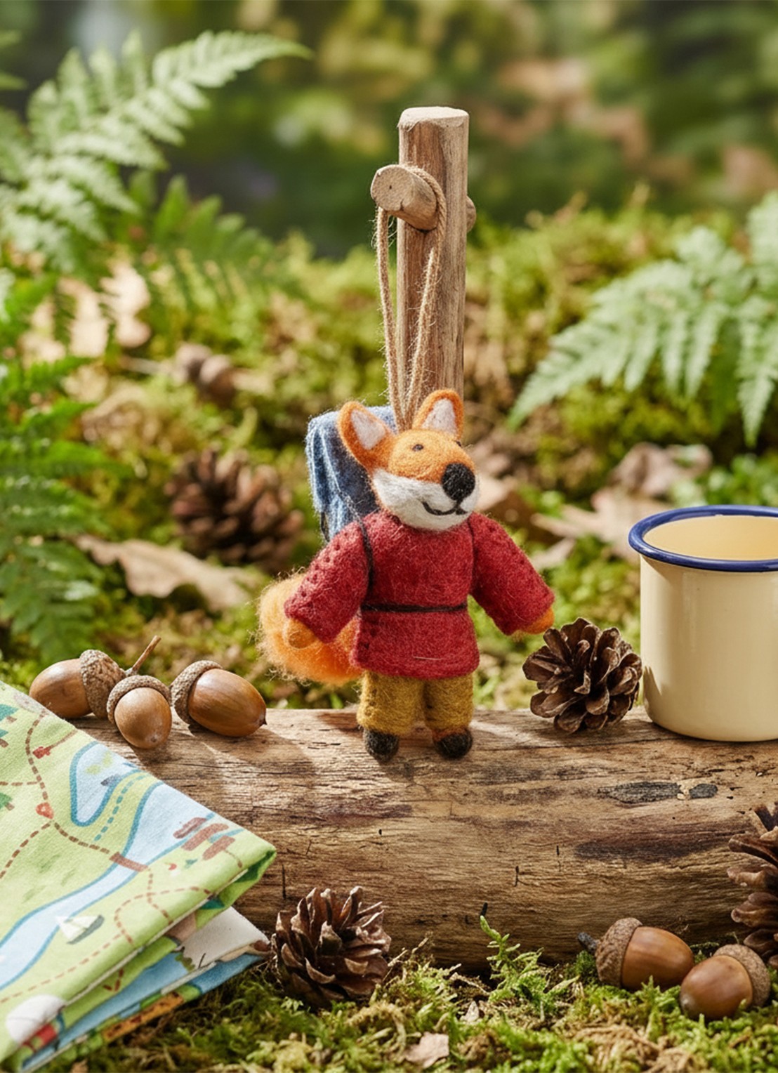 Felt So Good Hiking Fox kersthanger 10 cm - detail 4 rood