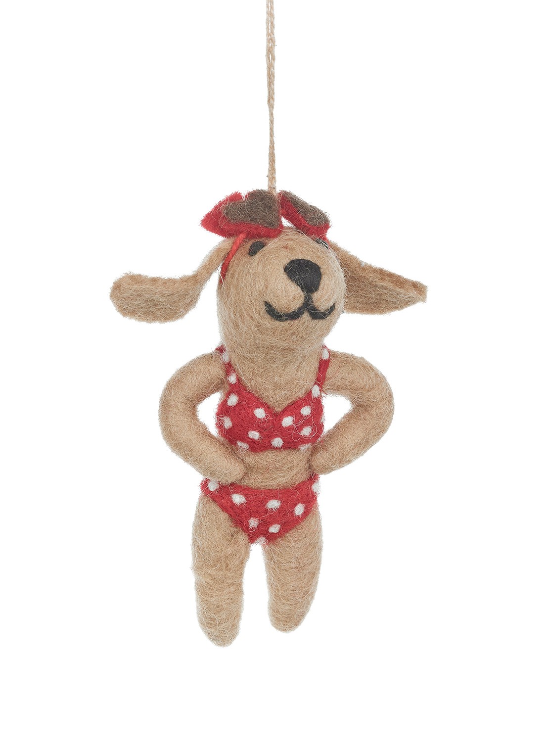 Felt So Good Hot Dog kersthanger 10,5 cm - voorkant bruin