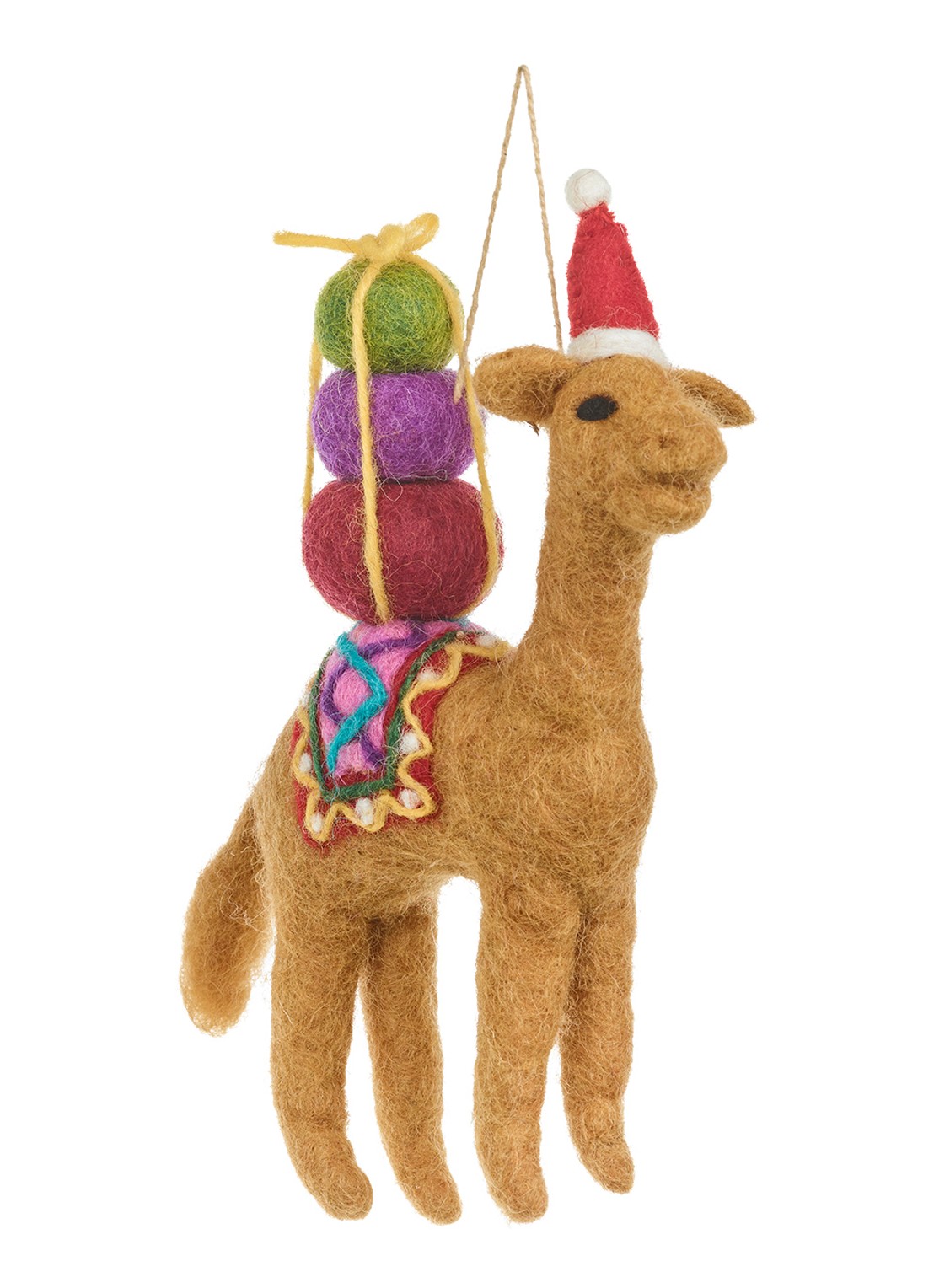 Felt So Good Humphrey the Christmas Camel kersthanger 18 cm - voorkant 3 bruin