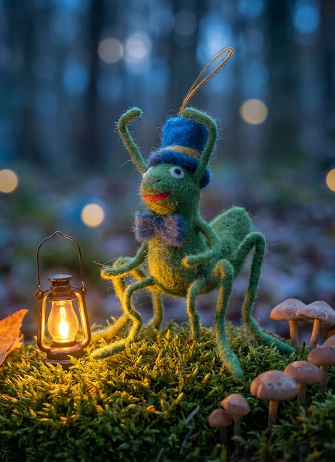 Felt So Good Jimothy Cricket kersthanger 6 cm - achterkant groen