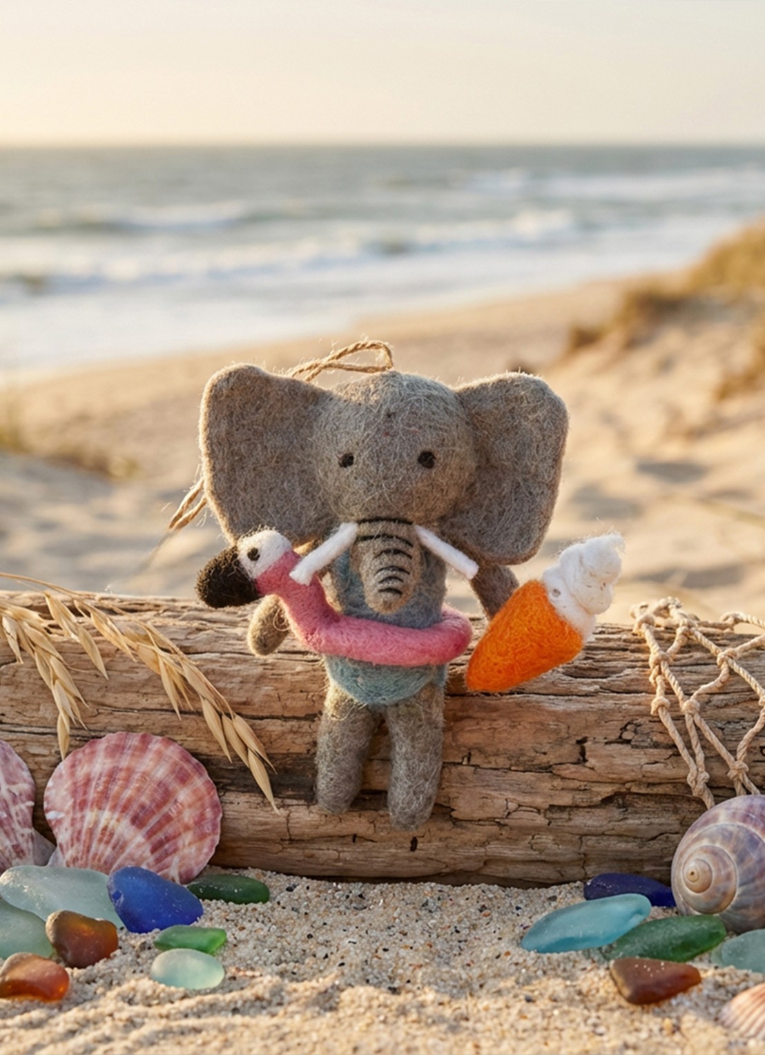 Felt So Good Leila the Summer Elephant kersthanger 11 cm - detail 4 grijs