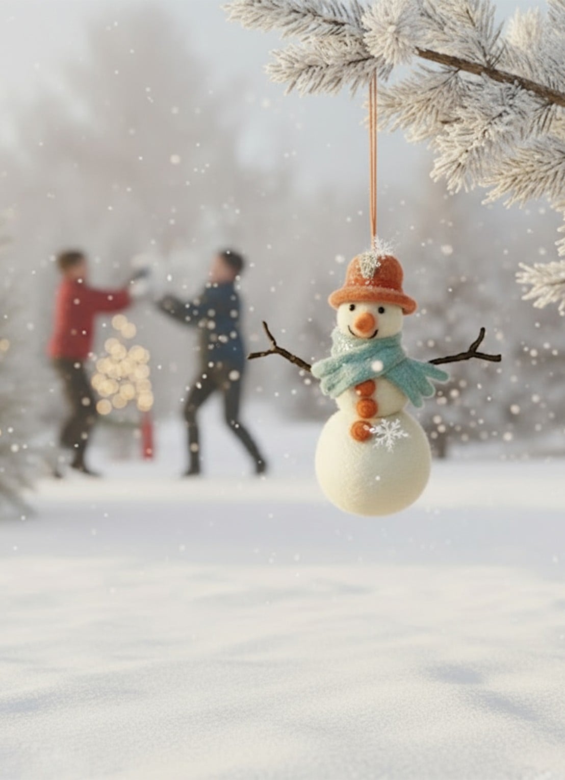 Felt So Good Mabel the Snowman kersthanger 13 cm - achterkant wit