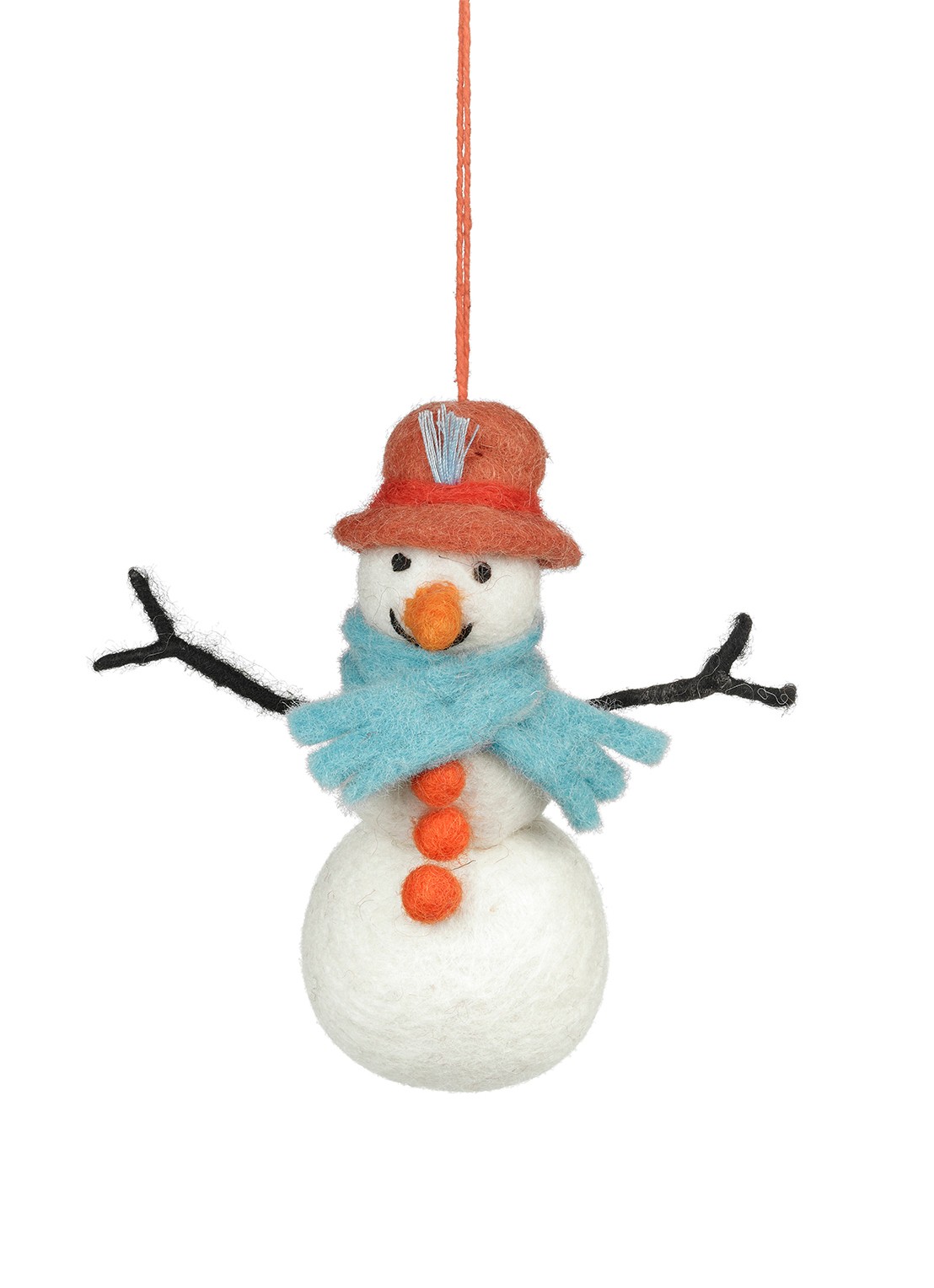 Felt So Good Mabel the Snowman kersthanger 13 cm - voorkant 3 wit