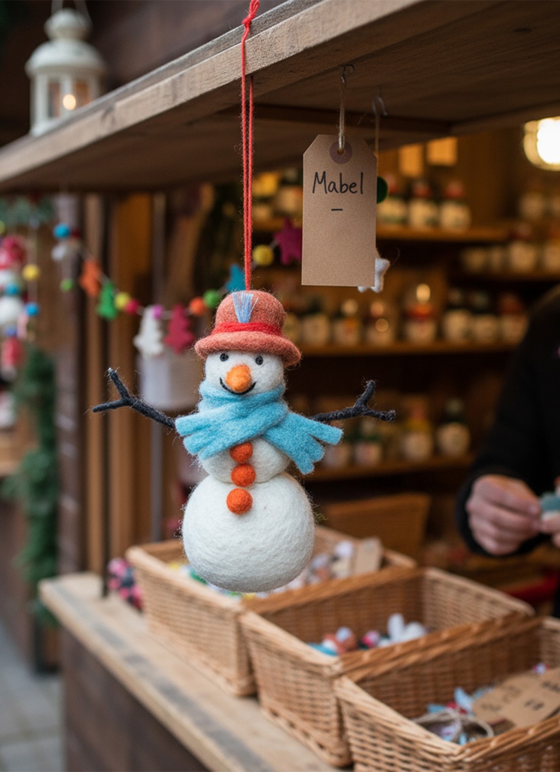 Felt So Good Mabel the Snowman kersthanger 13 cm - voorkant 4 wit