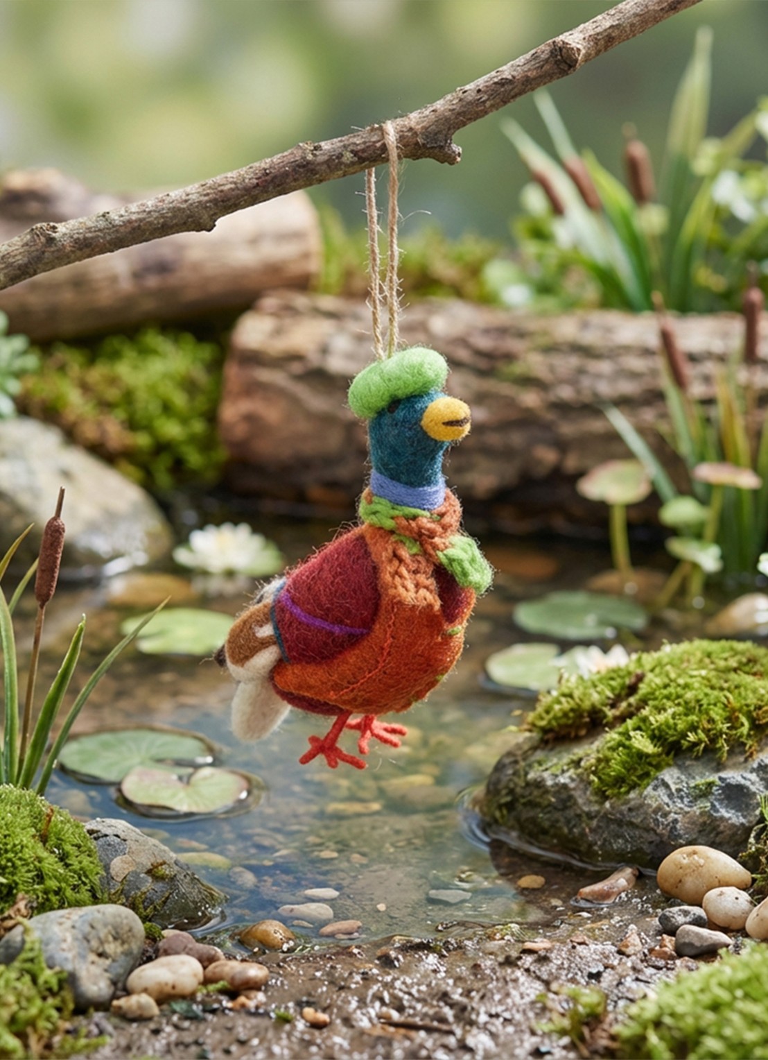 Felt So Good Master Mallard the Duck kersthanger 14 cm - achterkant 2 oranje