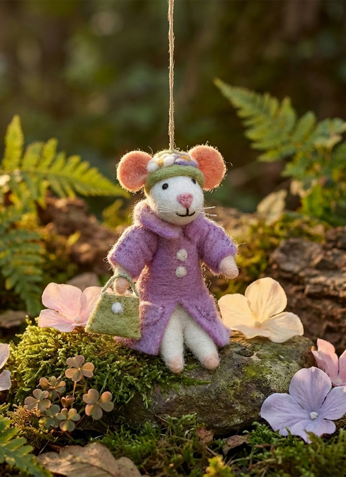 Felt So Good Matilda the Mouse kersthanger 12 cm - achterkant paars
