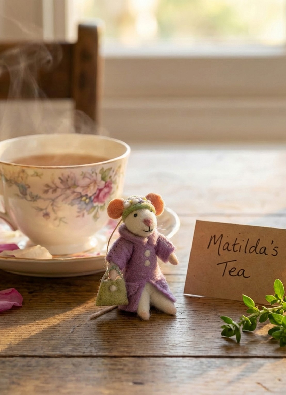 Felt So Good Matilda the Mouse kersthanger 12 cm - detail 2 paars