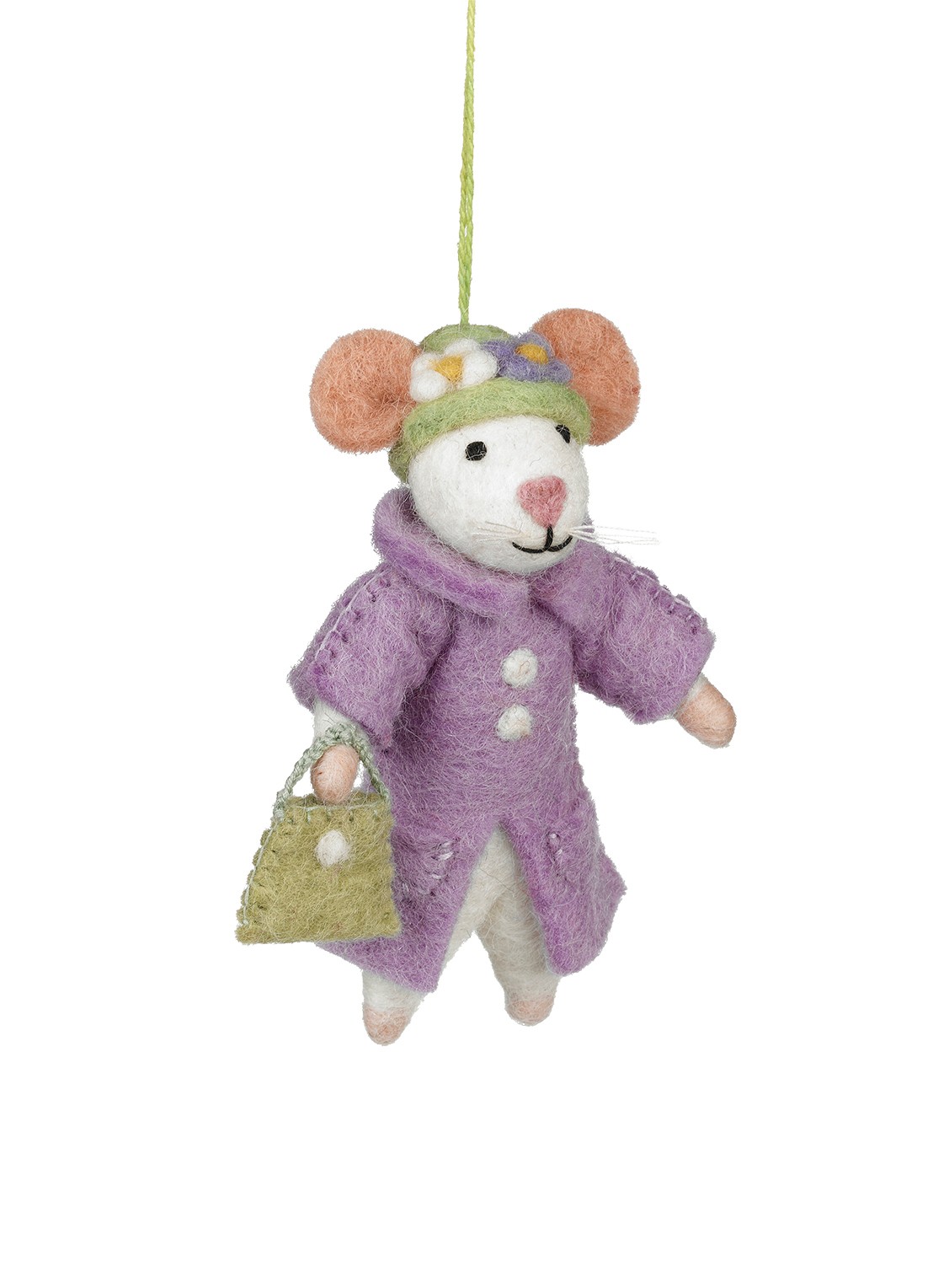 Felt So Good Matilda the Mouse kersthanger 12 cm - voorkant 4 paars