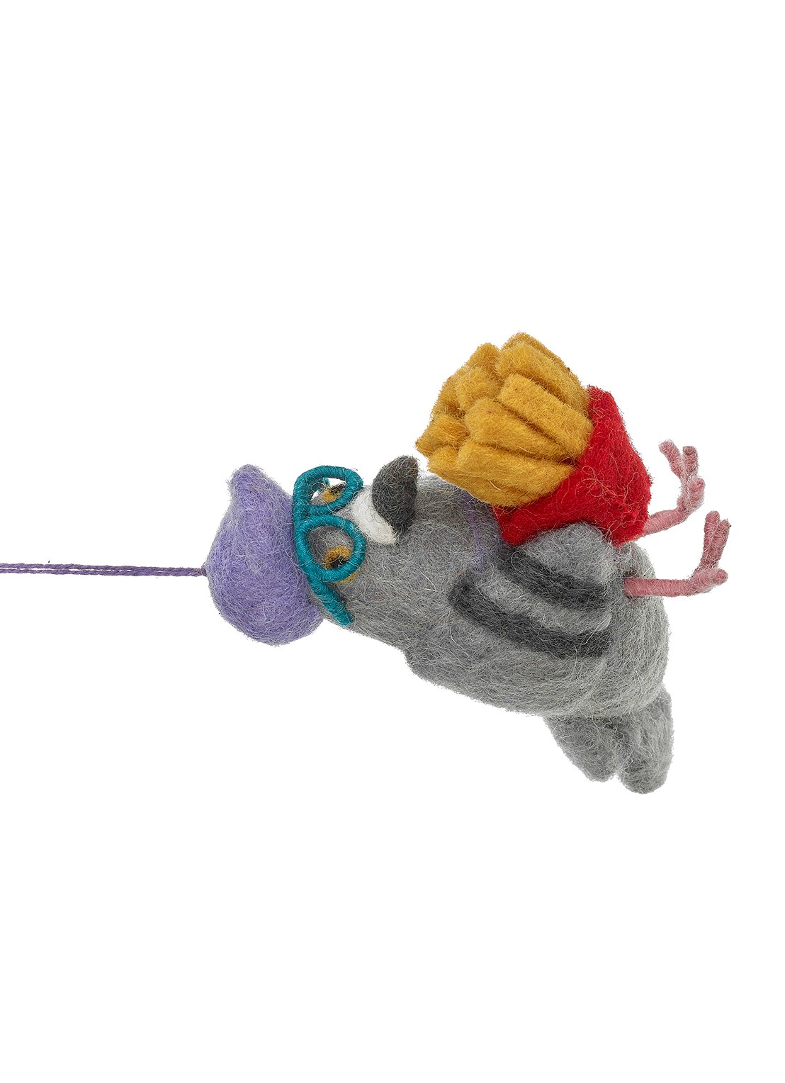 Felt So Good Mc'Pigeon kersthanger 8 cm - voorkant grijs