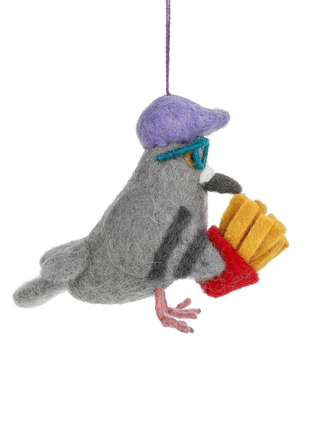 Felt So Good Mc'Pigeon kersthanger 8 cm - voorkant 2 grijs