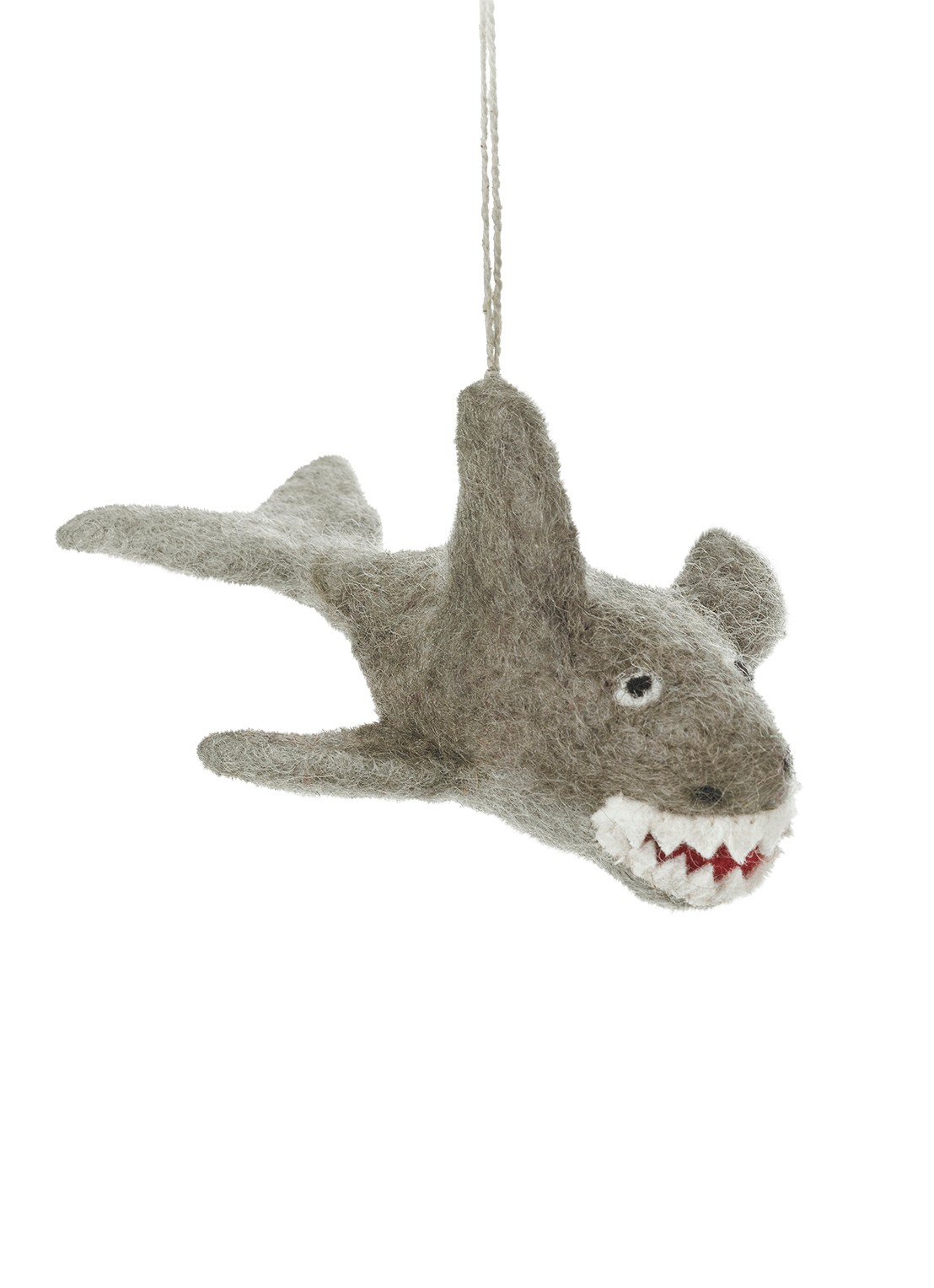 Felt So Good Megaladon Shark kersthanger 7,5 cm - detail 5 grijs