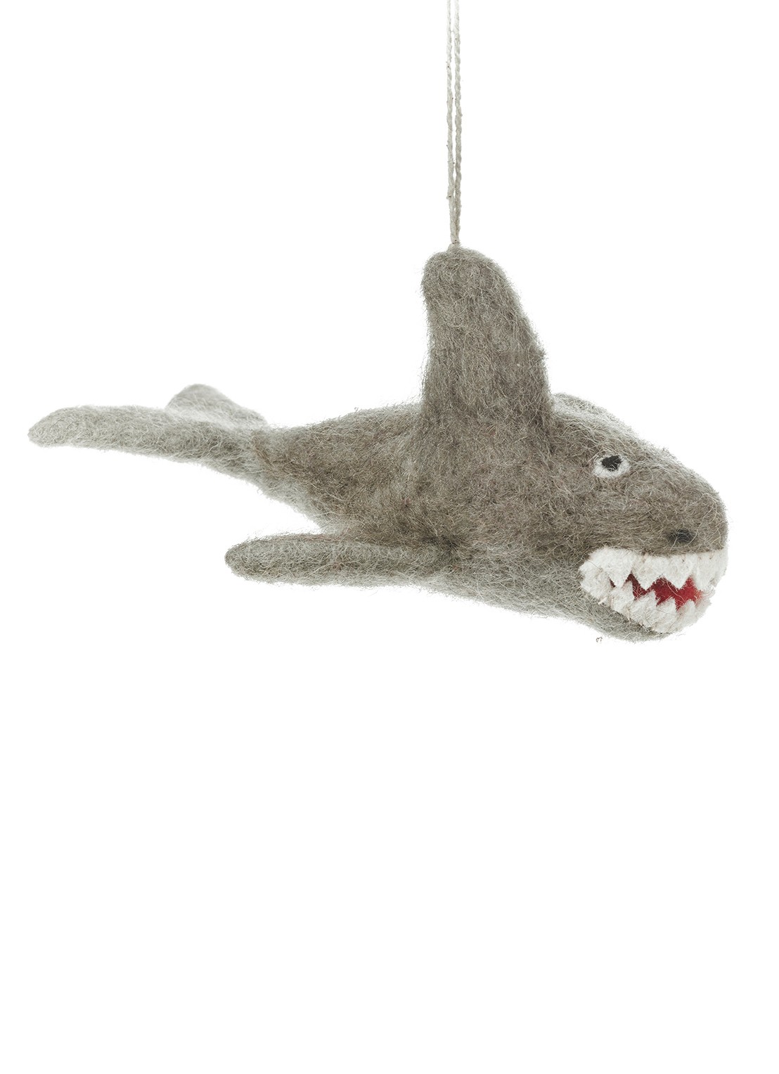 Felt So Good Megaladon Shark kersthanger 7,5 cm - voorkant grijs