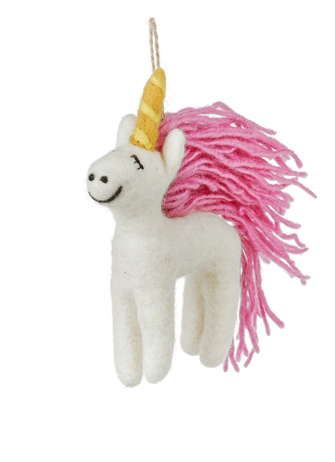 Felt So Good Mystic Unicorn kersthanger 13 cm - voorkant 3 wit