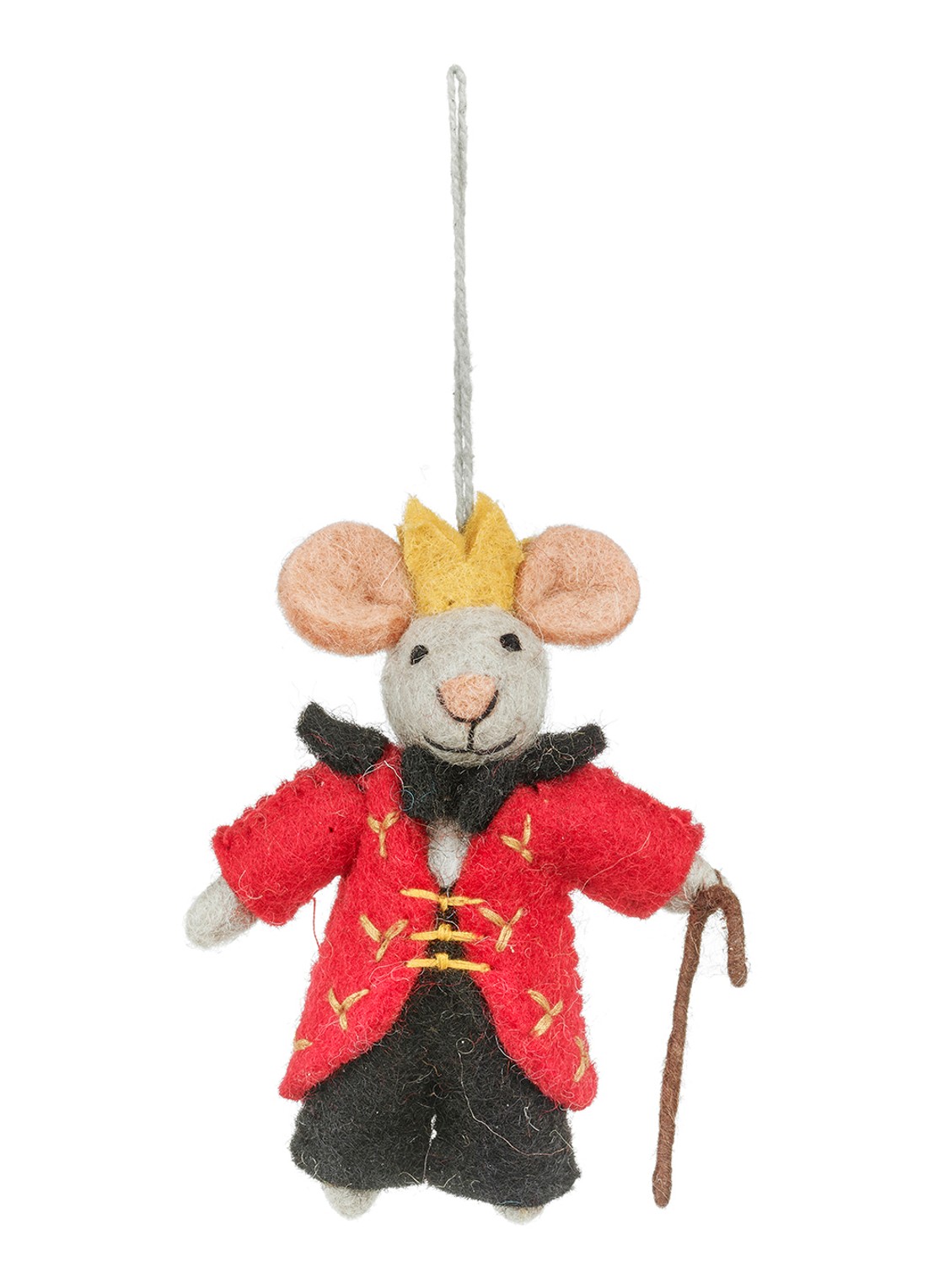 Felt So Good Nutcracker Mouse King kersthanger 10 cm - voorkant 2 rood