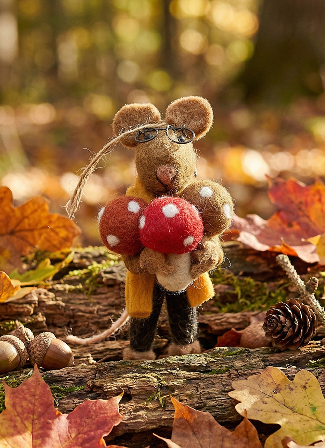 Felt So Good Oliver Mouse kersthanger 11,5 cm - detail 4 bruin