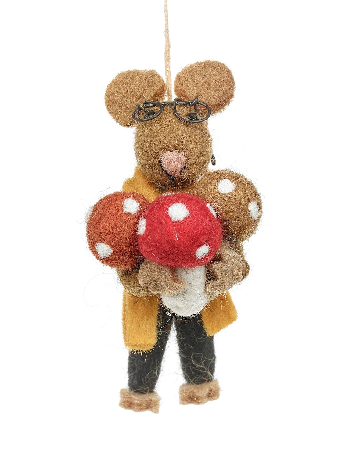 Felt So Good Oliver Mouse kersthanger 11,5 cm - voorkant bruin