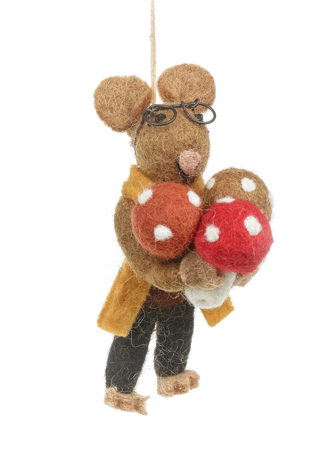 Felt So Good Oliver Mouse kersthanger 11,5 cm - voorkant 2 bruin