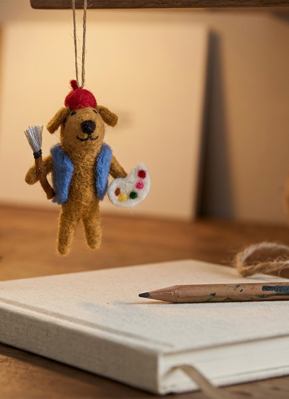 Felt So Good Painting Pooch kersthanger 12 cm - achterkant bruin