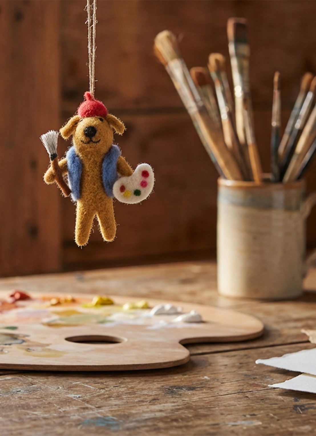 Felt So Good Painting Pooch kersthanger 12 cm - detail 5 bruin