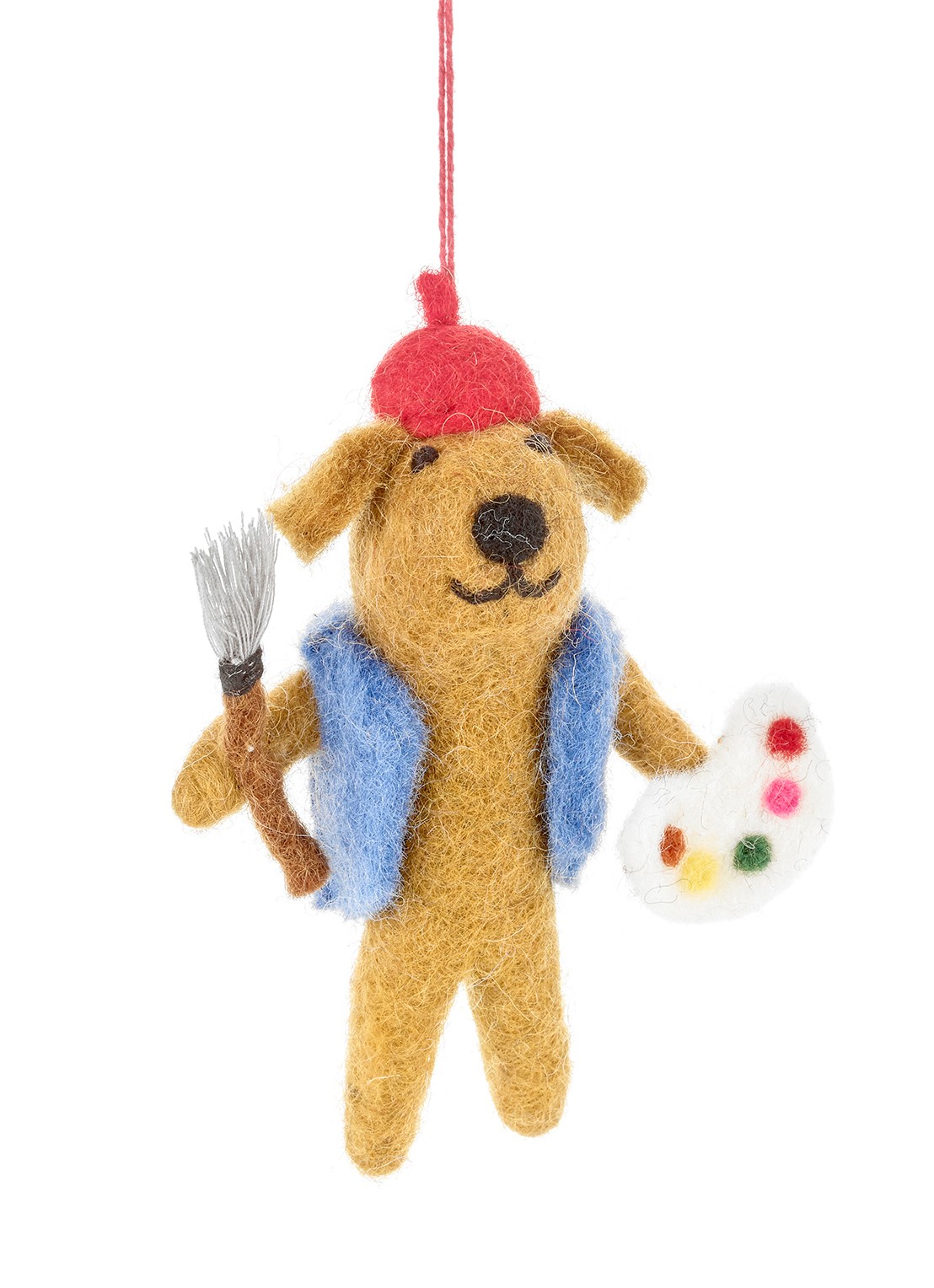 Felt So Good Painting Pooch kersthanger 12 cm - voorkant 2 bruin