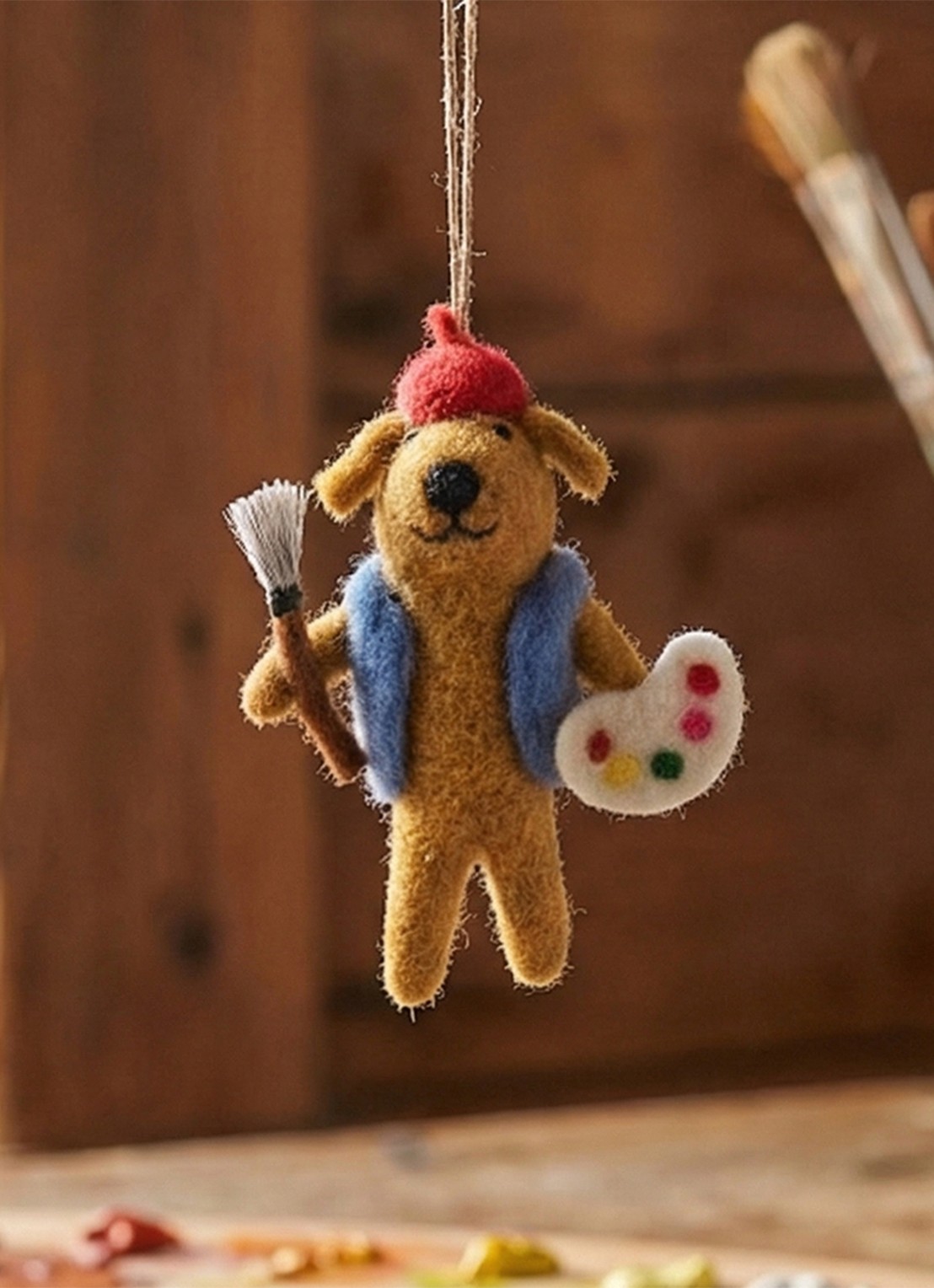 Felt So Good Painting Pooch kersthanger 12 cm - voorkant 3 bruin