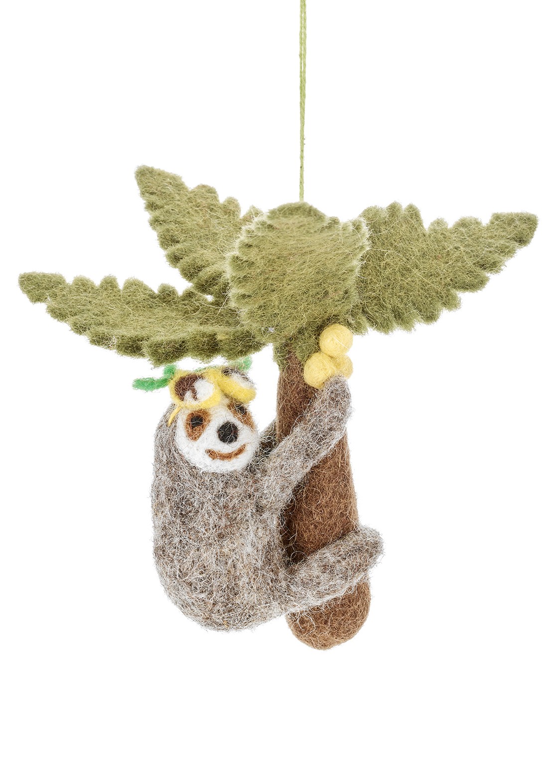 Felt So Good Paradise Sloth kersthanger 18 cm - voorkant beige