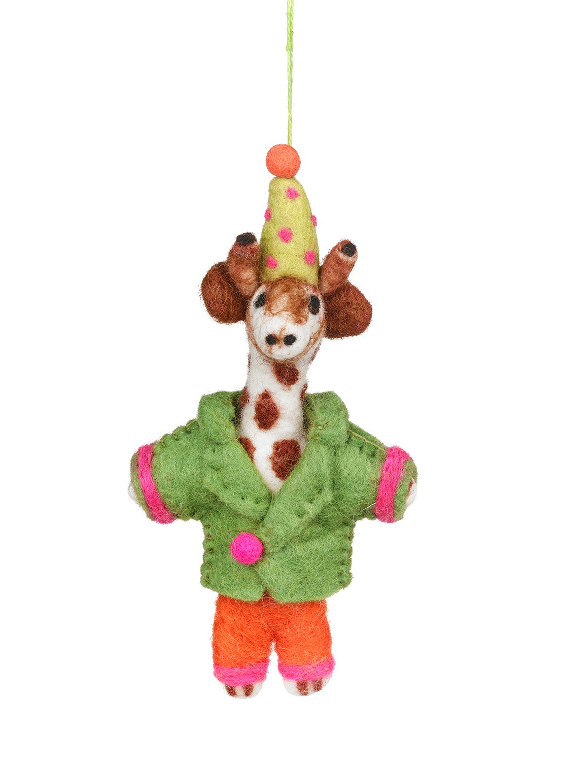 Felt So Good Party Giraffe kersthanger 18 cm - voorkant 2 groen