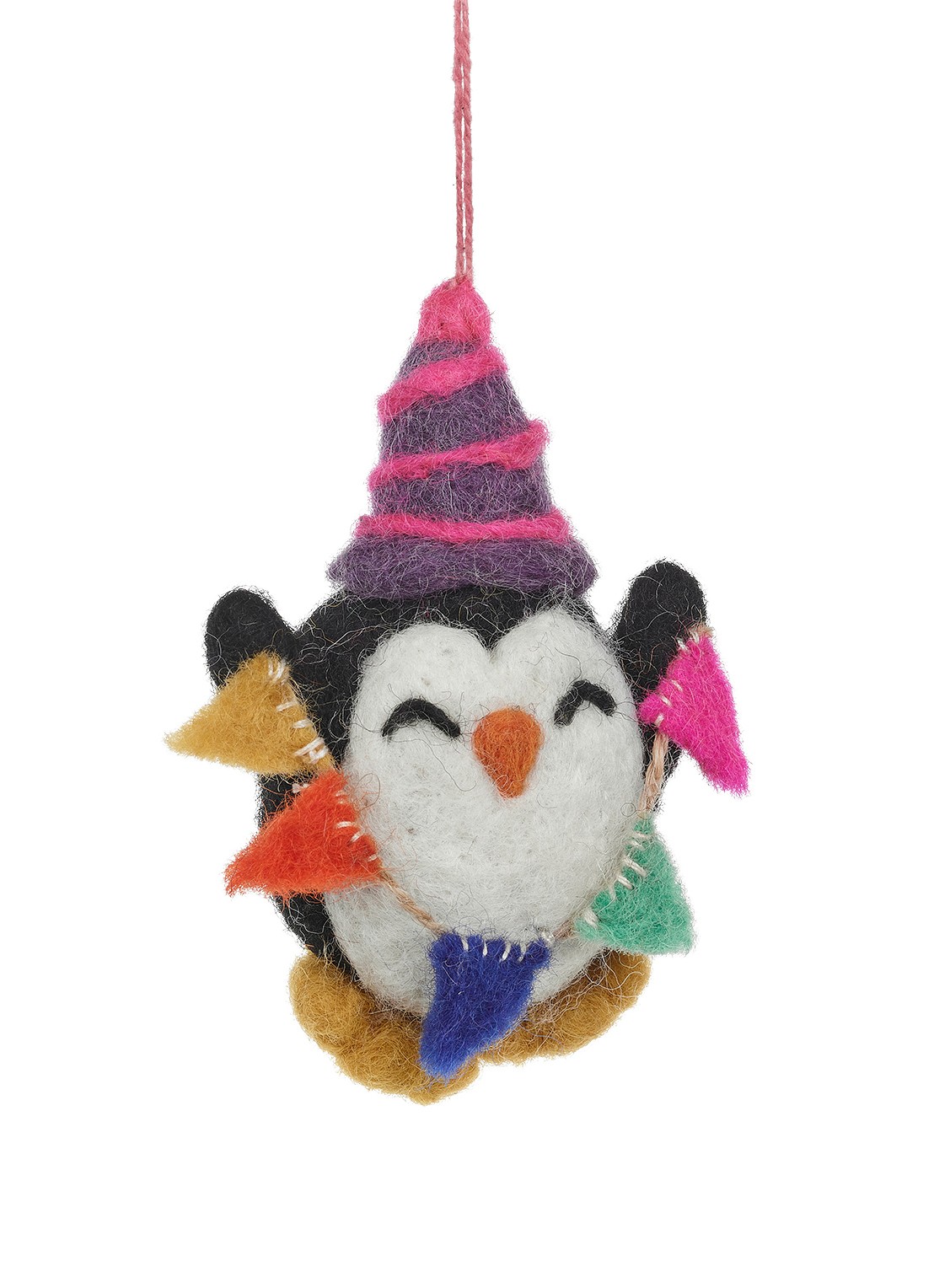 Felt So Good Party Penguin kersthanger 10 cm - voorkant 2 zwart