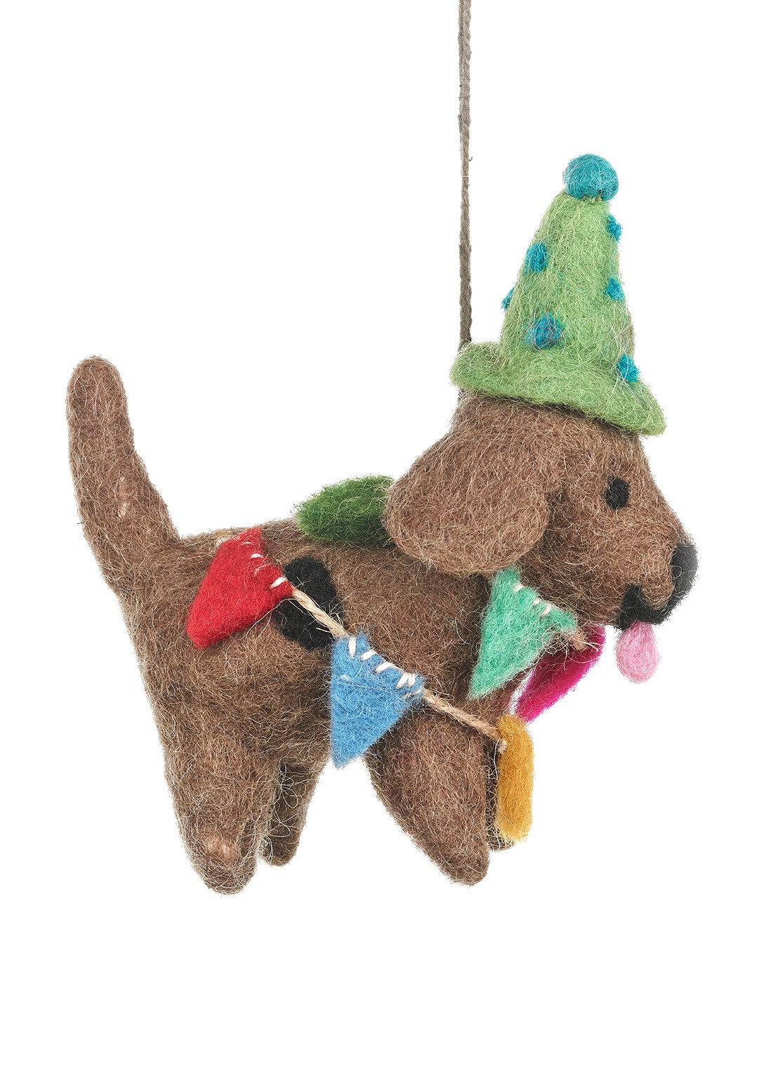 Felt So Good Party Pooch kersthanger 10 cm - voorkant 3 bruin