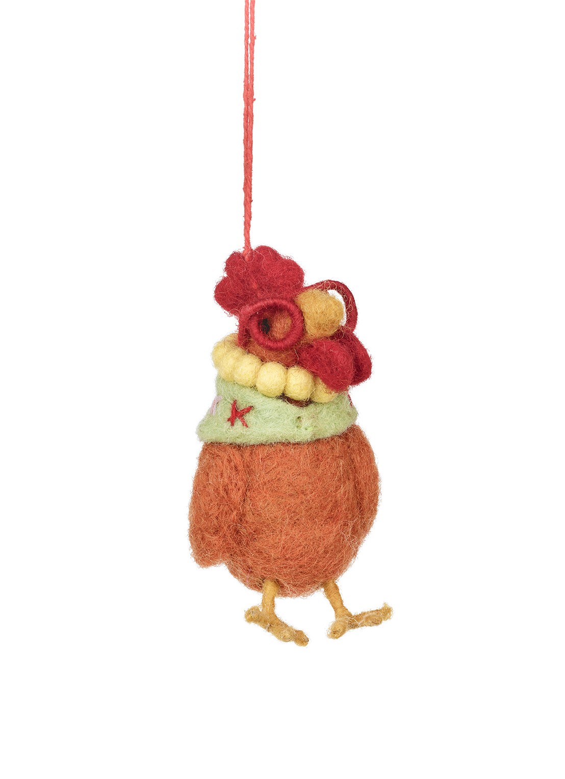 Felt So Good Peggy the Hen kersthanger 10 cm - voorkant 2 oranje