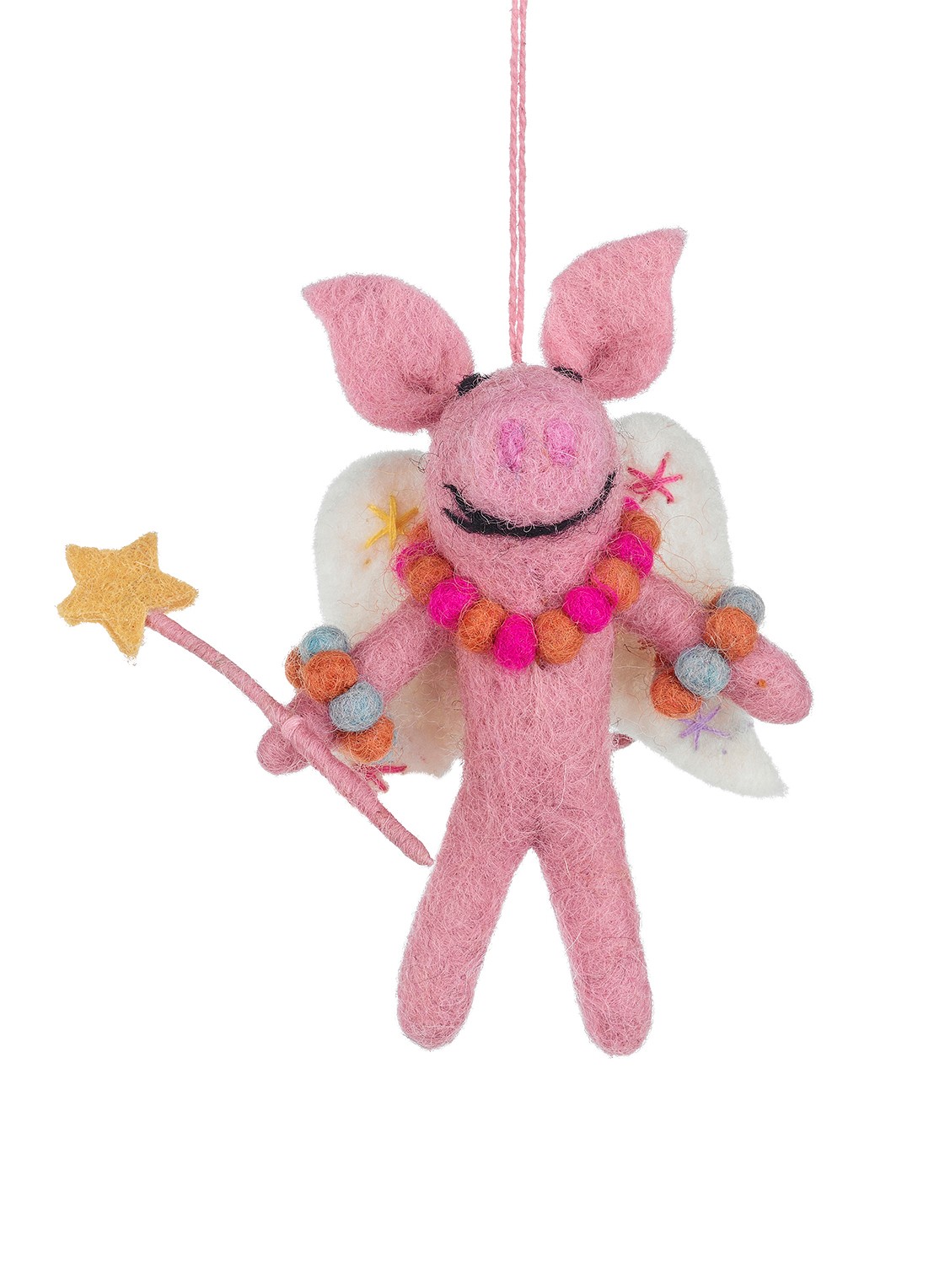 Felt So Good Penelope Porker kersthanger 12 cm - voorkant roze