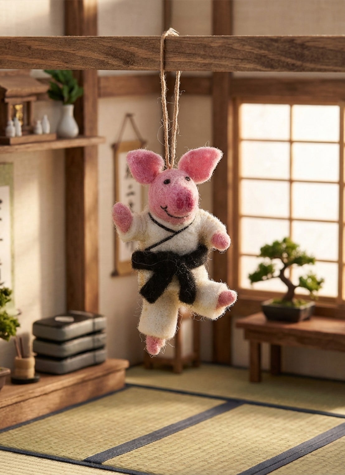 Felt So Good Pork Chop kersthanger 13 cm - voorkant 3 roze