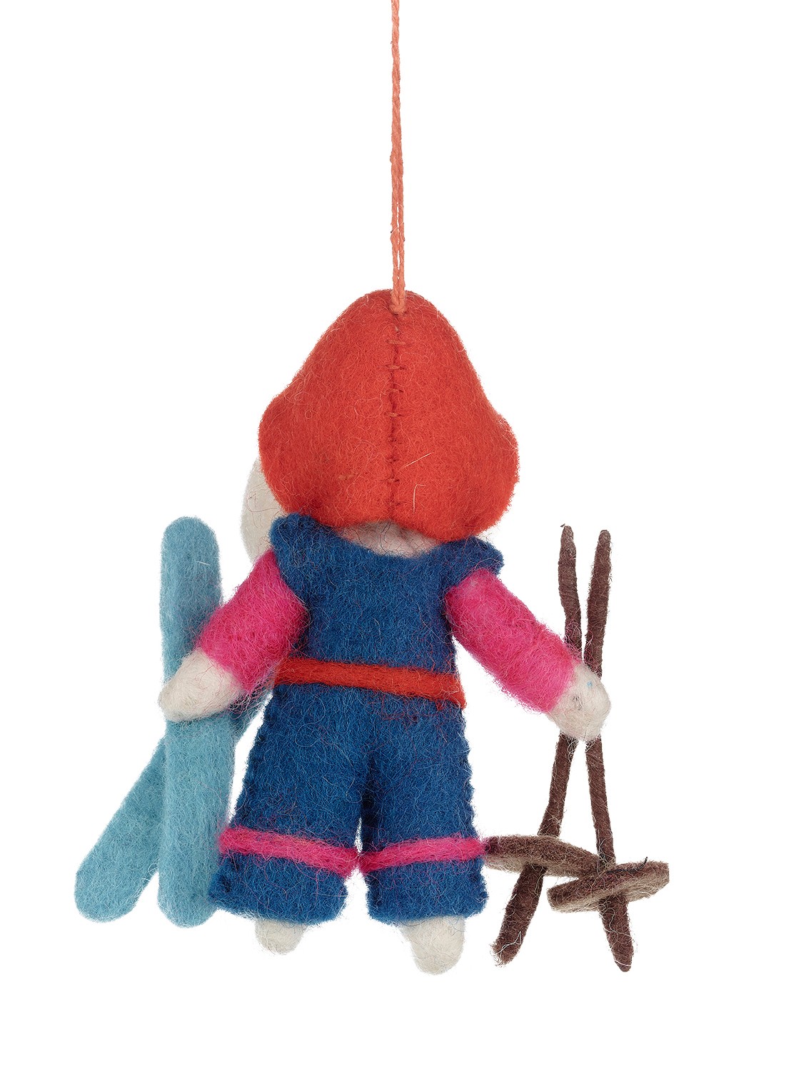 Felt So Good Porscha the skiing Poodle kersthanger 12 cm - achterkant 3 blauw
