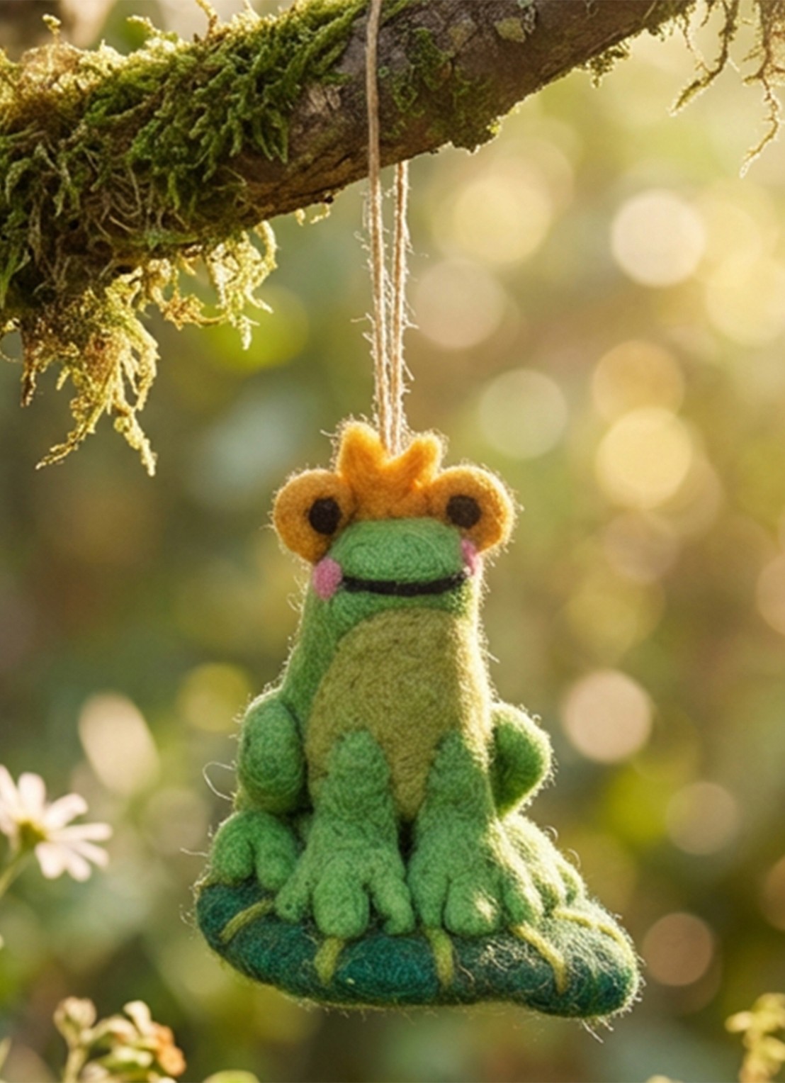 Felt So Good Prince the Frog kersthanger 9 cm - detail 2 groen