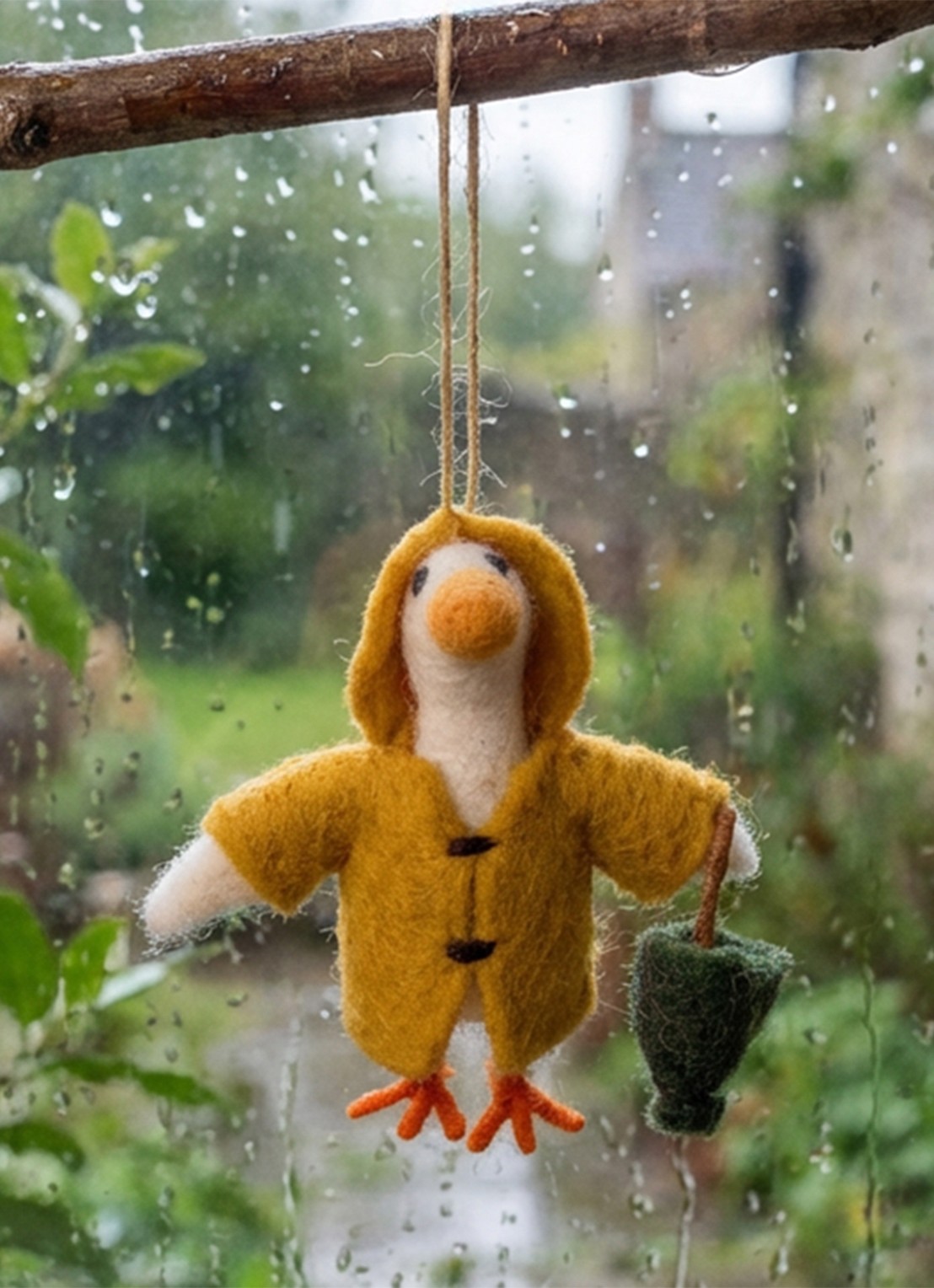 Felt So Good Puddles the Goose kersthanger 9 cm - achterkant mosterd